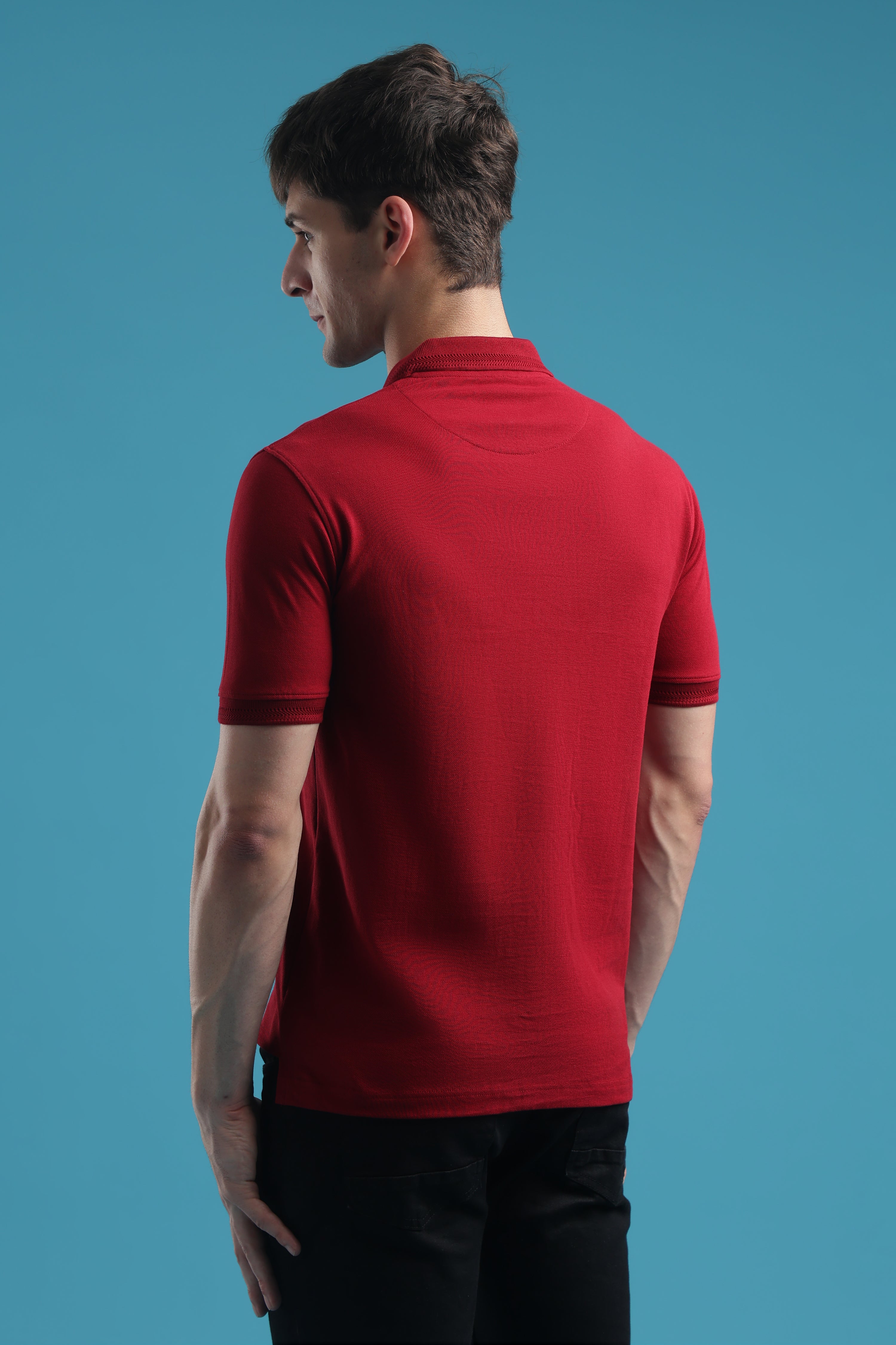 VANTOWO Men’s Regular Fit Polo T-Shirt – Red | Premium Cotton