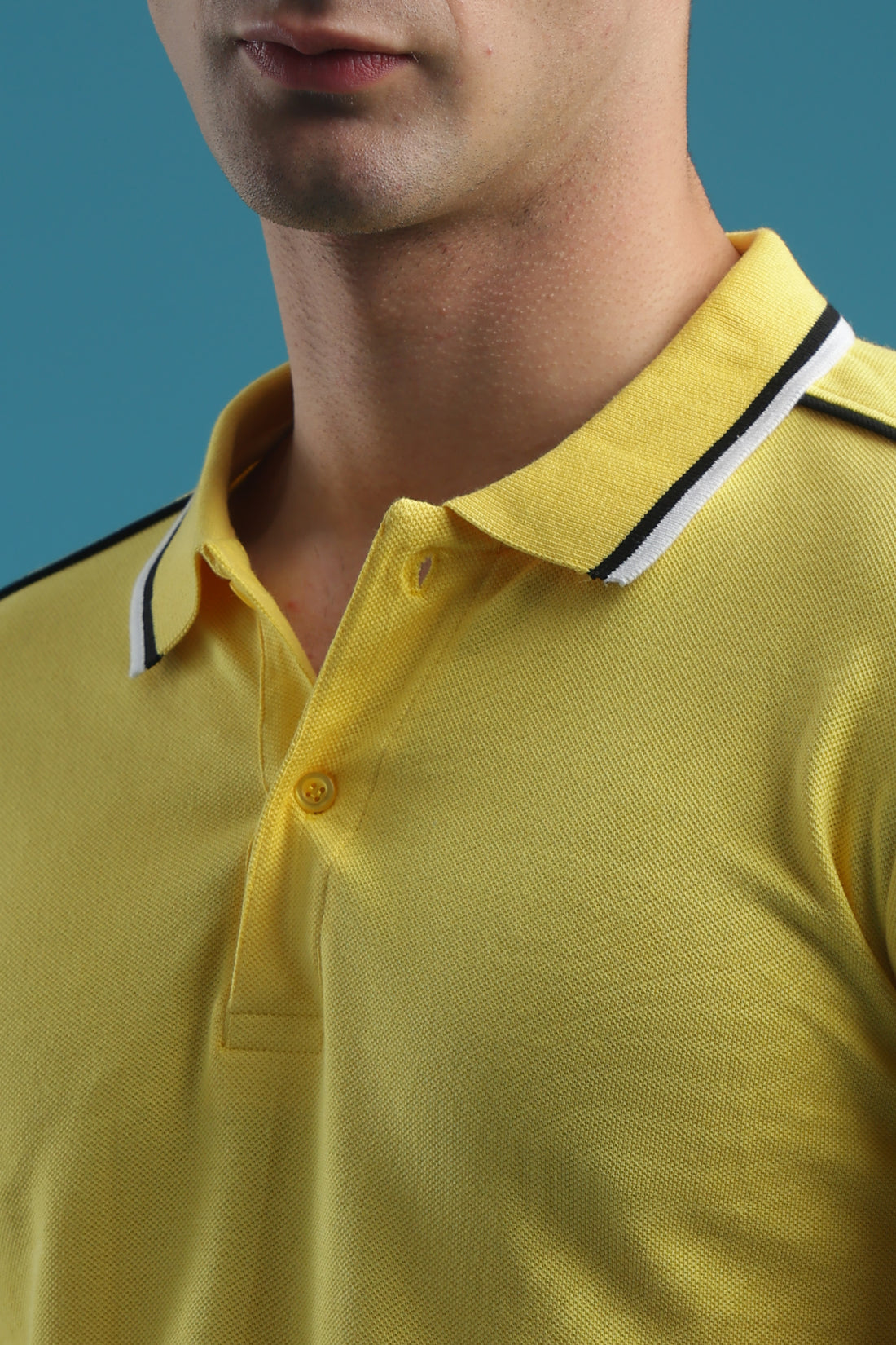 Yellow Striped Polo T-Shirts For Men