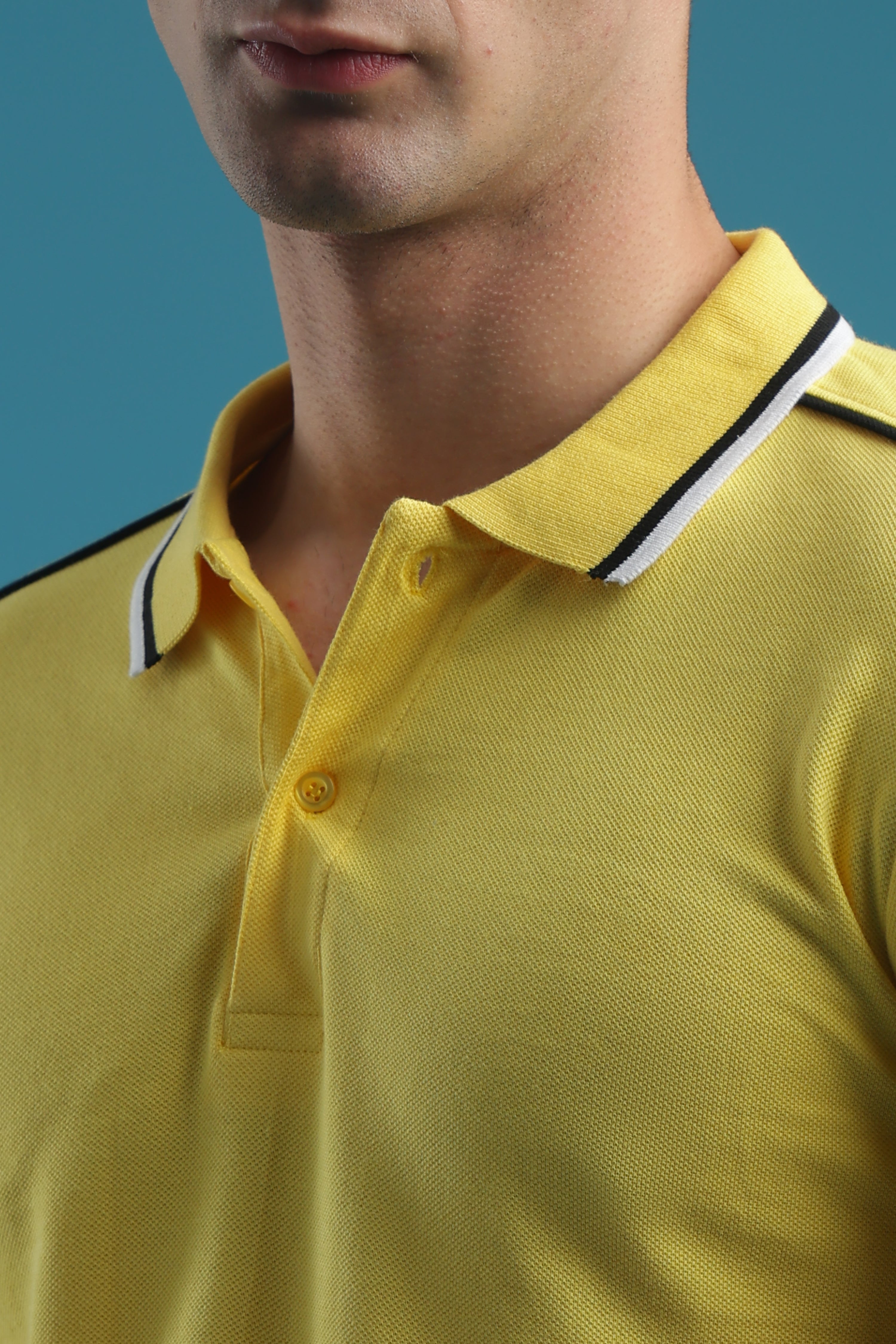 Yellow Striped Polo T-Shirts For Men