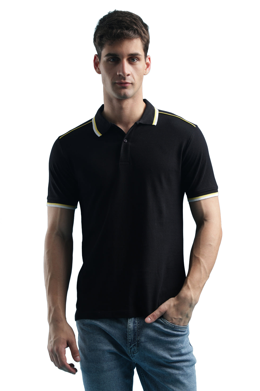 Black Striped Polo T-Shirt