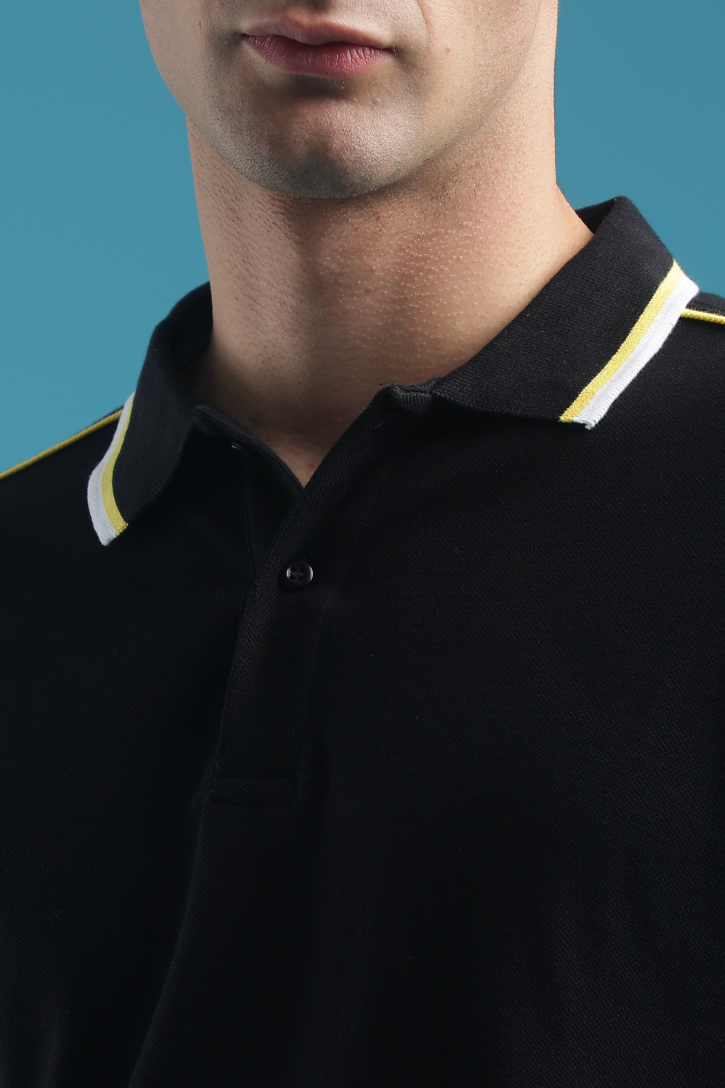 VANTOWO Regular Fit Striped Polo T-Shirt – Black | Premium Cotton