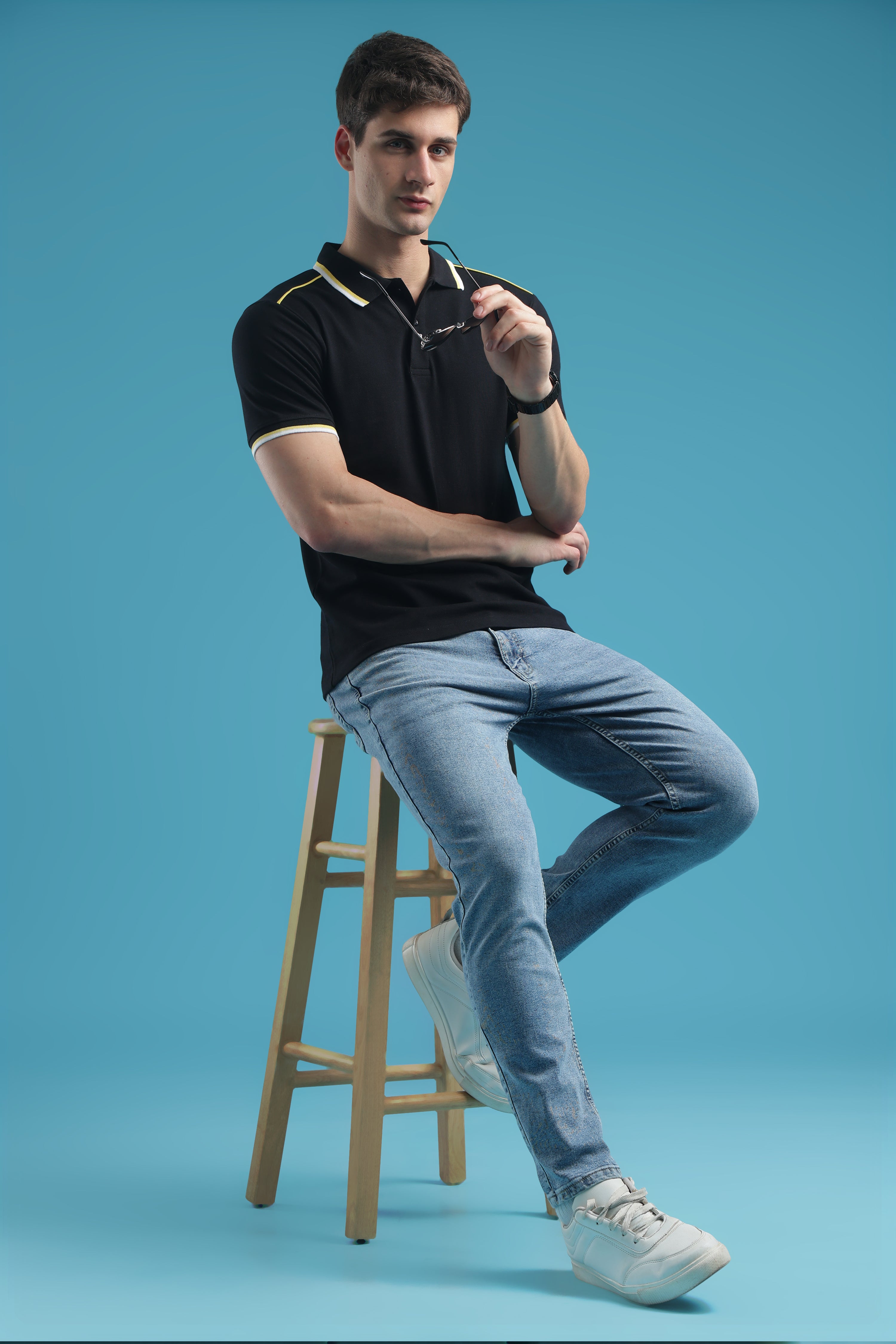 Black Striped Polo T-Shirt