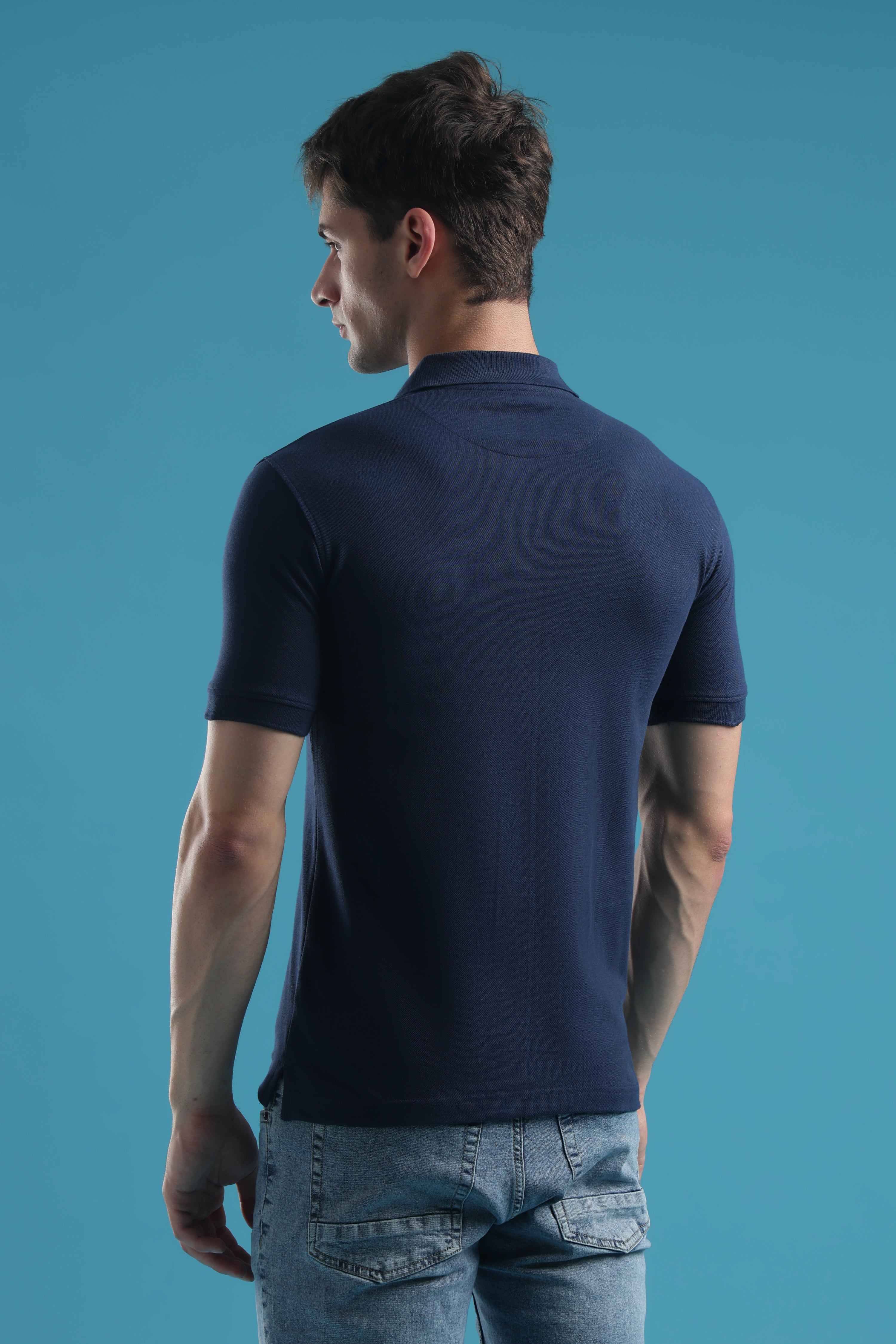 VANTOWO Regular Fit Classic Polo T-Shirt – Navy Blue | Premium Cotton
