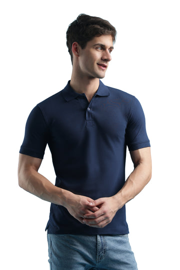Navy Blue Classic Polos For Men