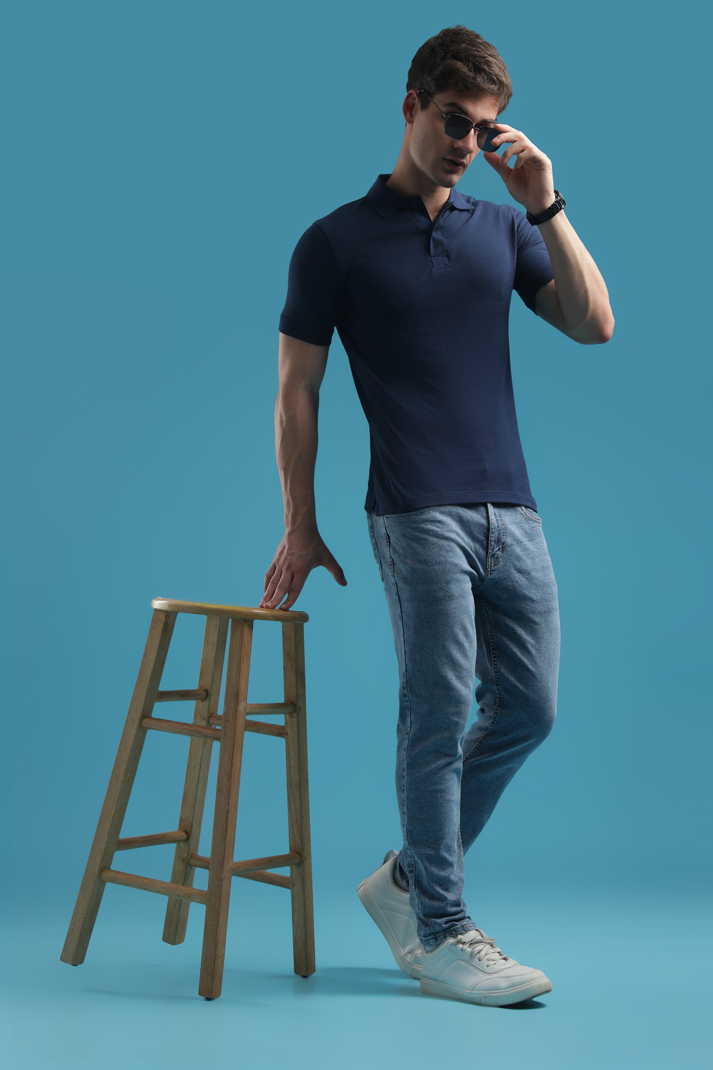Navy Blue Classic Polos For Men