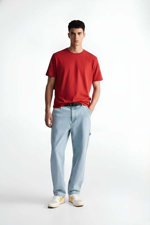 VANTOWO Solid Regular Fit T-Shirt – Red | Premium Cotton