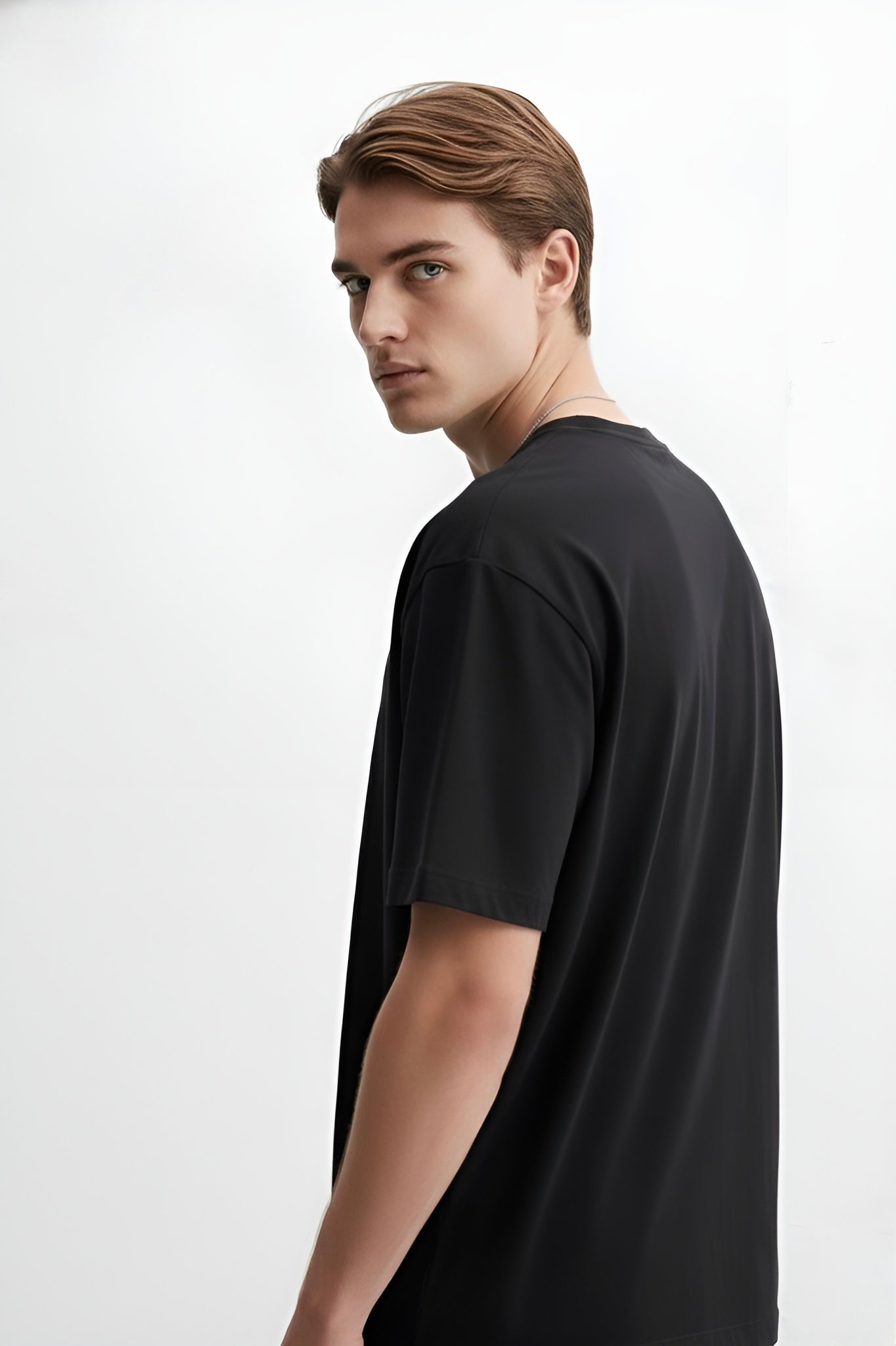 Black Solid Oversized Fit Tee