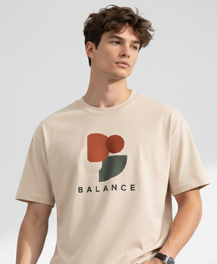 VANTOWO “Balance” Regular Fit Graphic T-Shirt – Navy Blue | Premium Cotton
