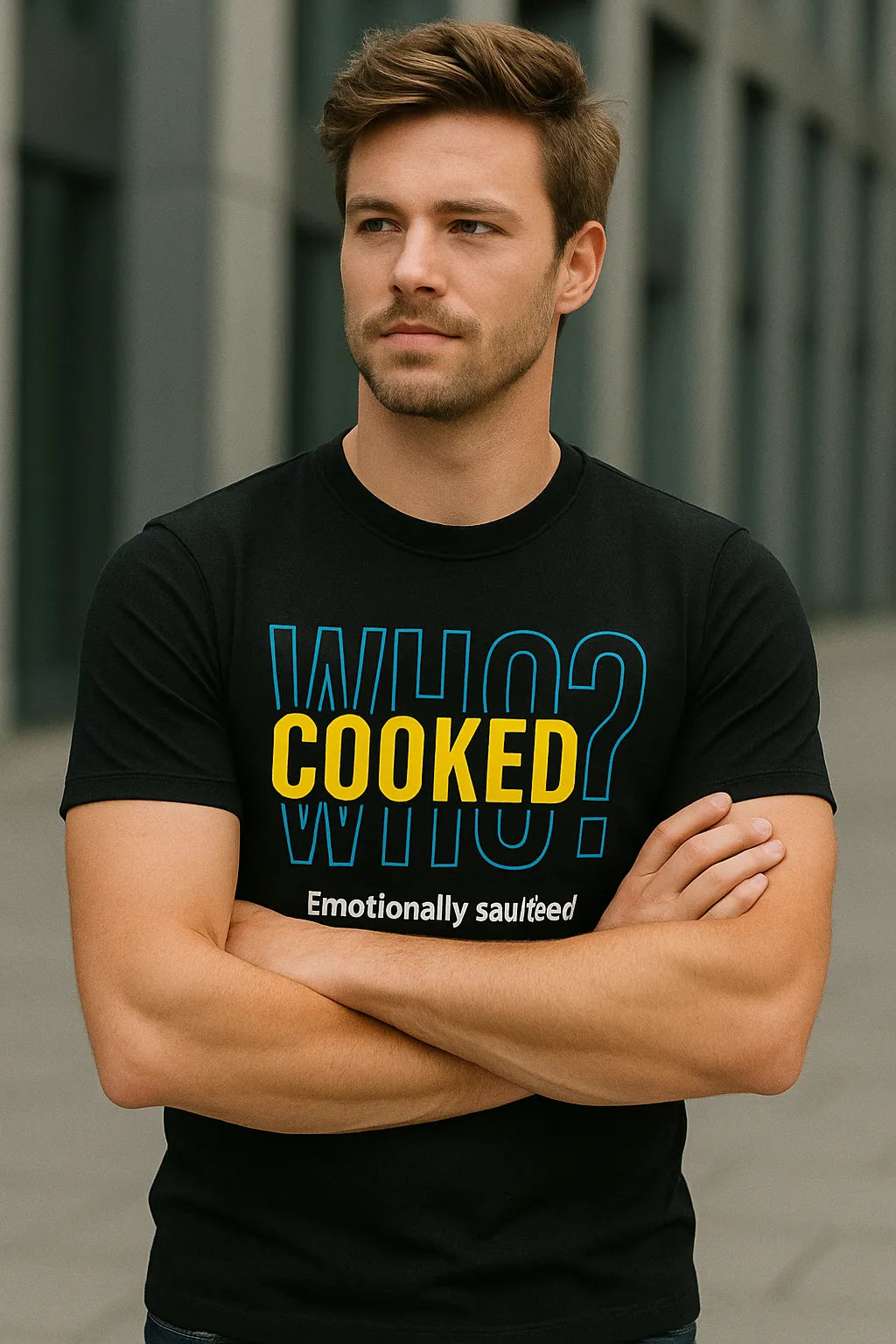 Black WHO COOKED Graphic T-Shirt for Men