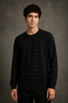 VANTOWO Jacquard Crew Sweatshirt – Black | Premium Fabric