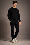 VANTOWO Jacquard Crew Sweatshirt – Black | Premium Fabric