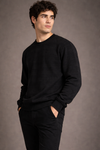 VANTOWO Jacquard Crew Sweatshirt – Black | Premium Fabric