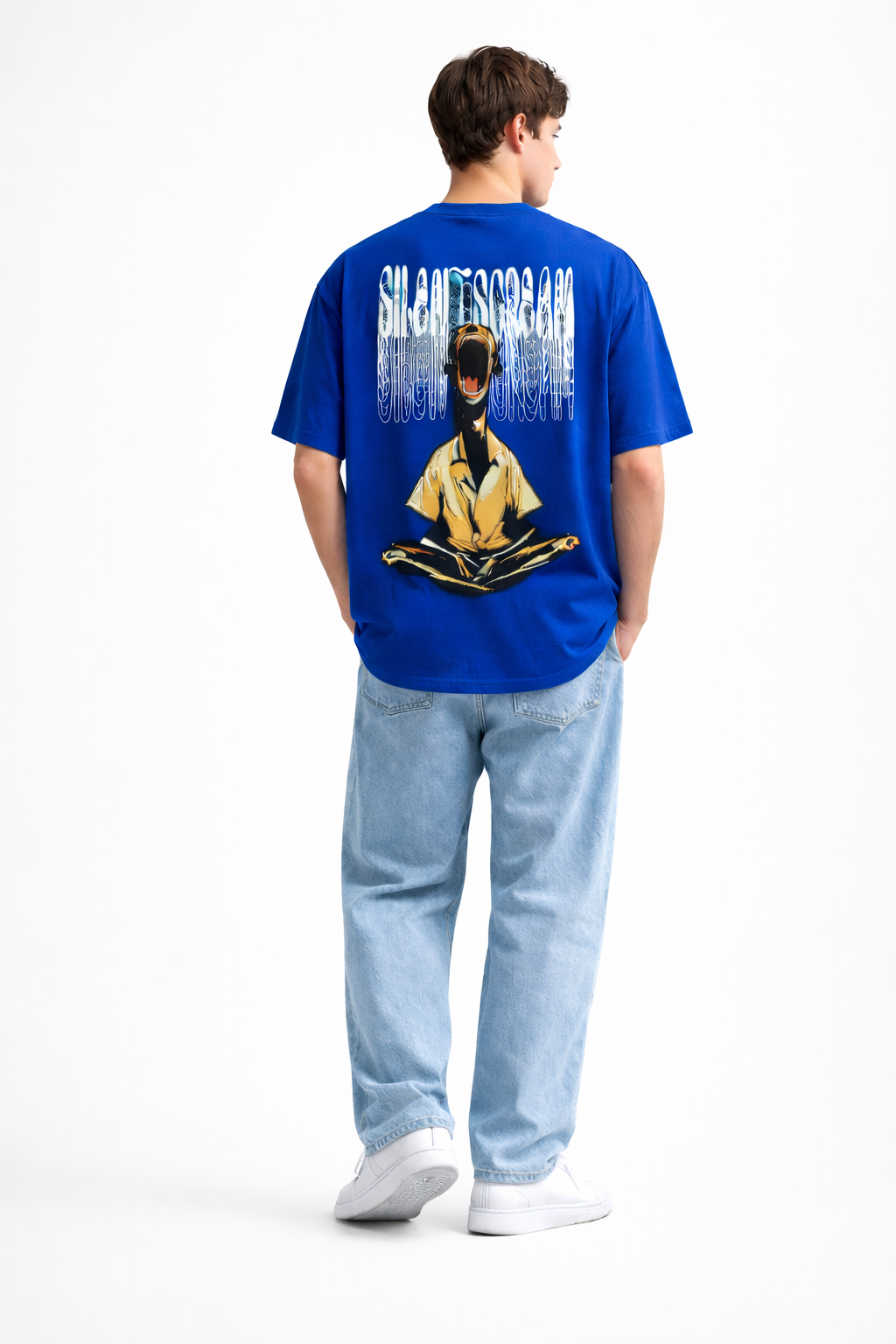 VANTOWO “Silent Scream” Heavyweight Oversized Fit Puff Print T-Shirt – Royal Blue