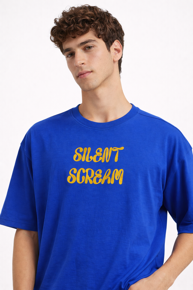 VANTOWO “Silent Scream” Heavyweight Oversized Fit Puff Print T-Shirt – Royal Blue