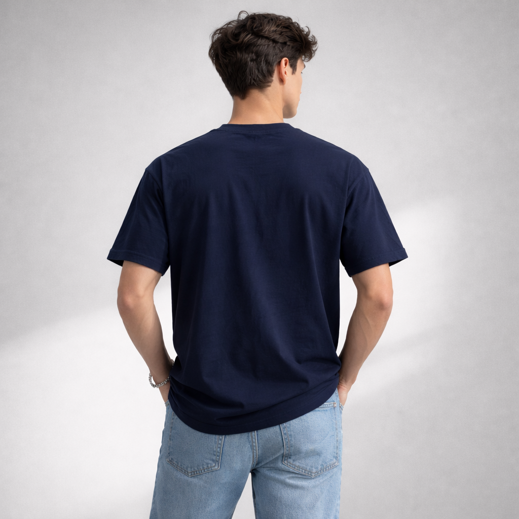 VANTOWO “Balance” Regular Fit Graphic T-Shirt – Navy Blue | Premium Cotton