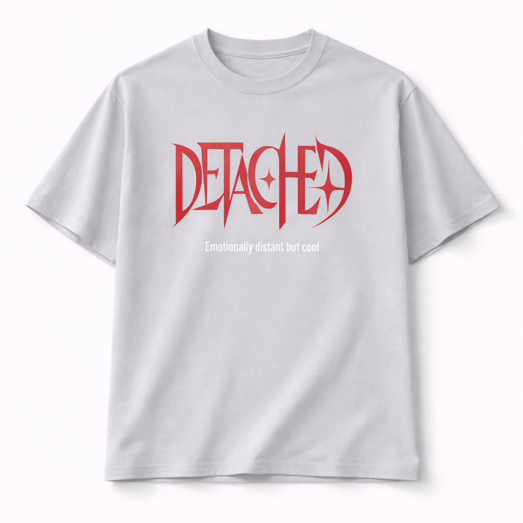 VANTOWO “DETACHED” Regular Fit Graphic T-Shirt – Grey | Premium Cotton