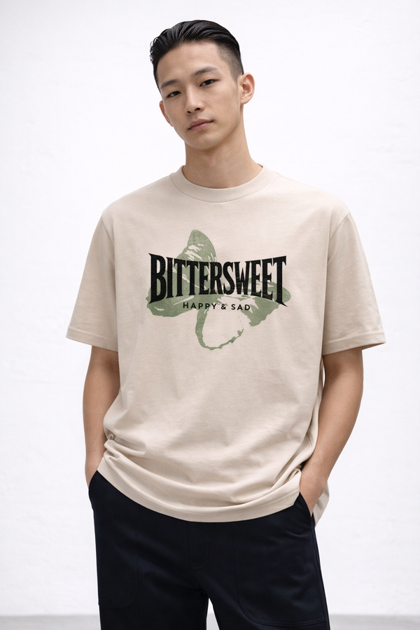 VANTOWO “Bittersweet” Regular Fit Graphic T-Shirt – Beige | Premium Cotton