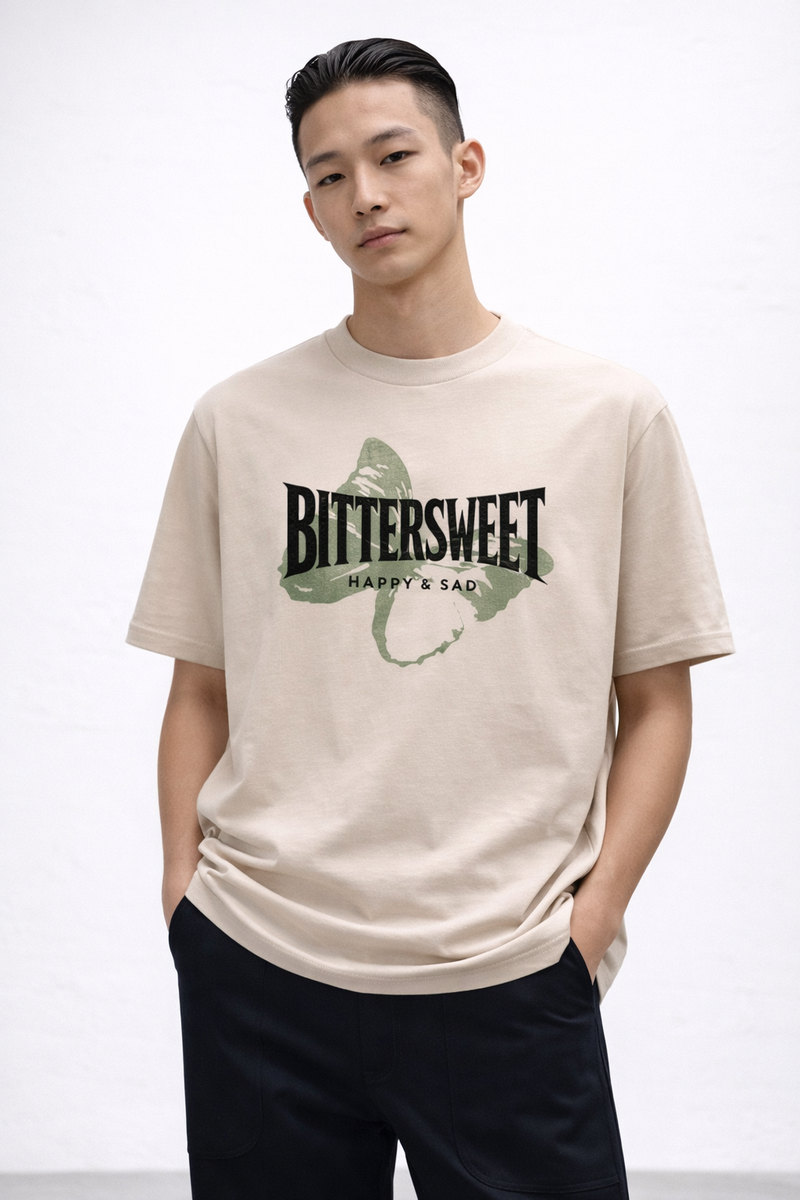 VANTOWO “Bittersweet” Regular Fit Graphic T-Shirt – Beige | Premium Cotton