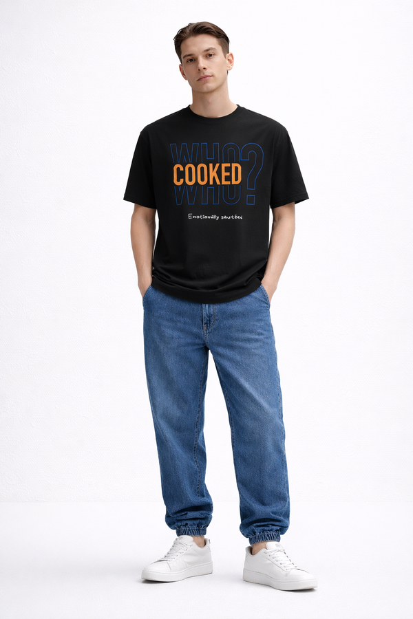 VANTOWO “WHO COOKED WHO” Regular Fit Graphic T-Shirt – Black | Premium Cotton