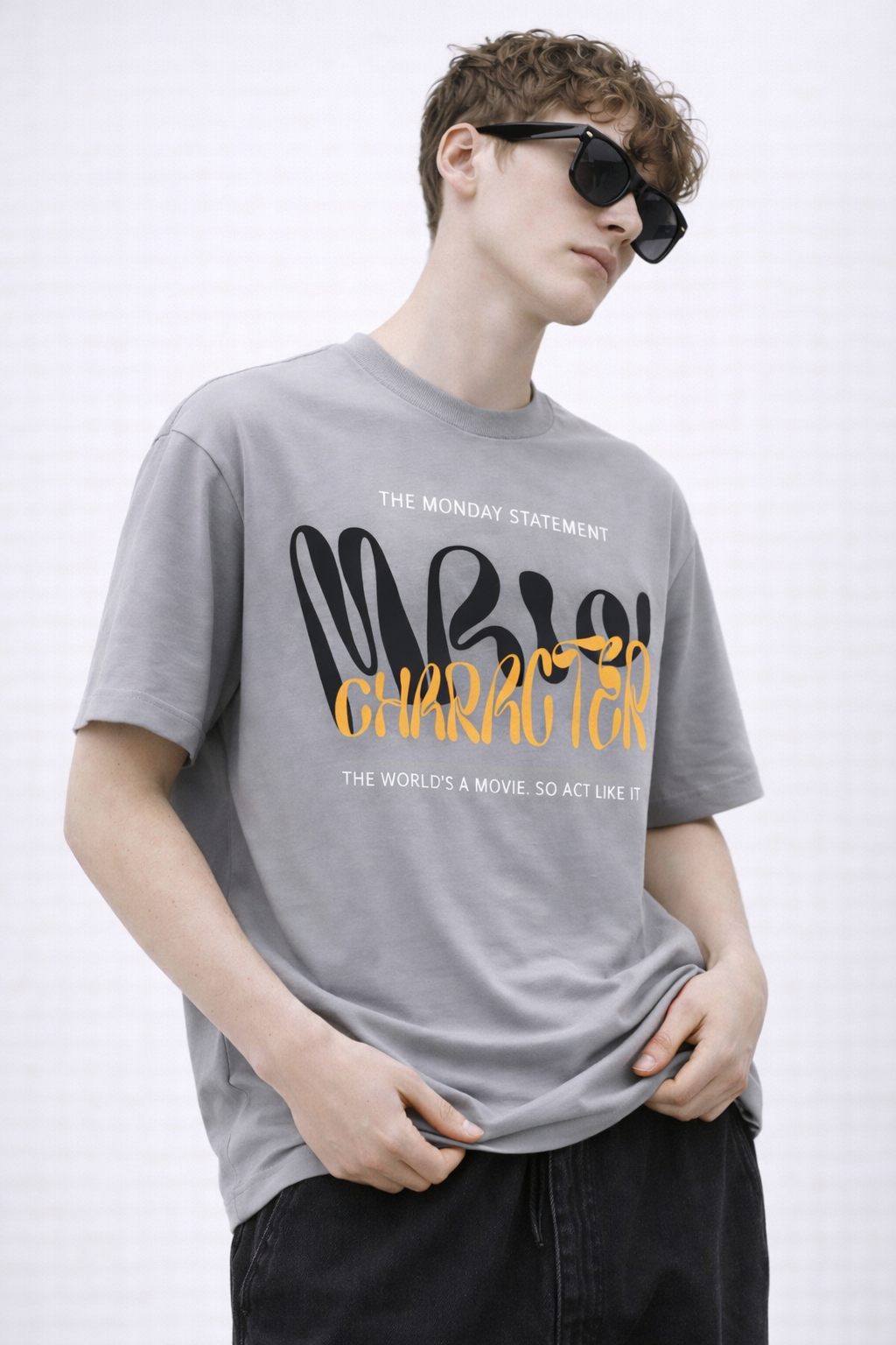 VANTOWO “Mr. Character” Regular Fit Graphic T-Shirt – Navy Blue | Premium Cotton