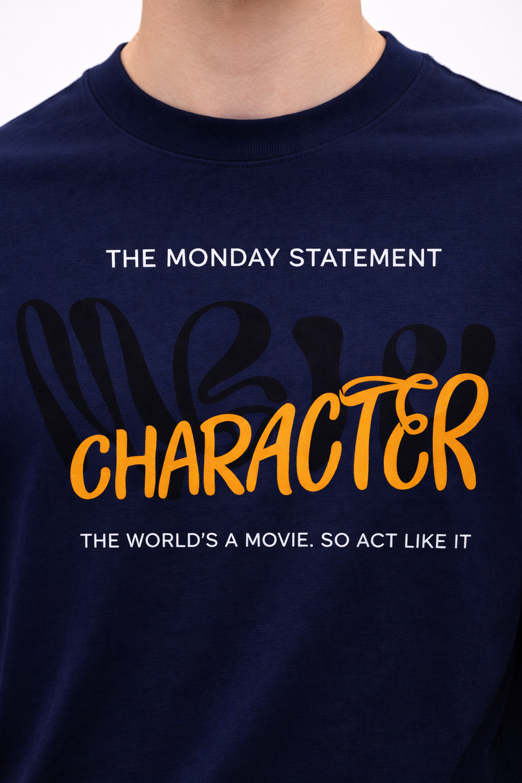 VANTOWO “Mr. Character” Regular Fit Graphic T-Shirt – Navy Blue | Premium Cotton