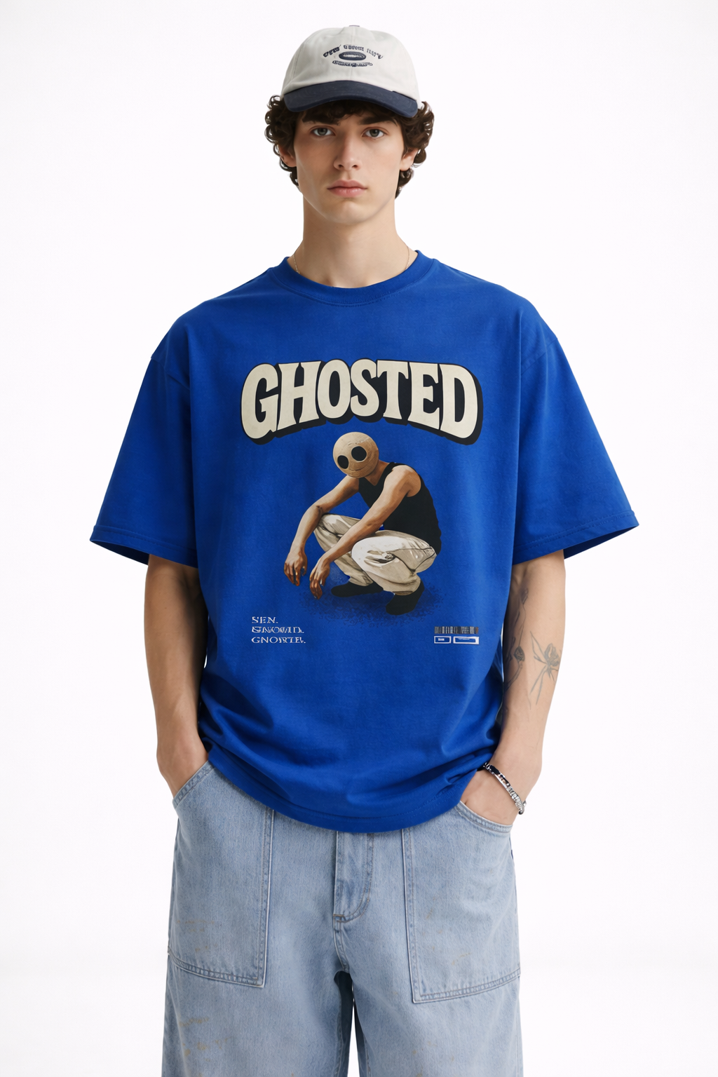Ghosted Oversized Tee- Royal Blue