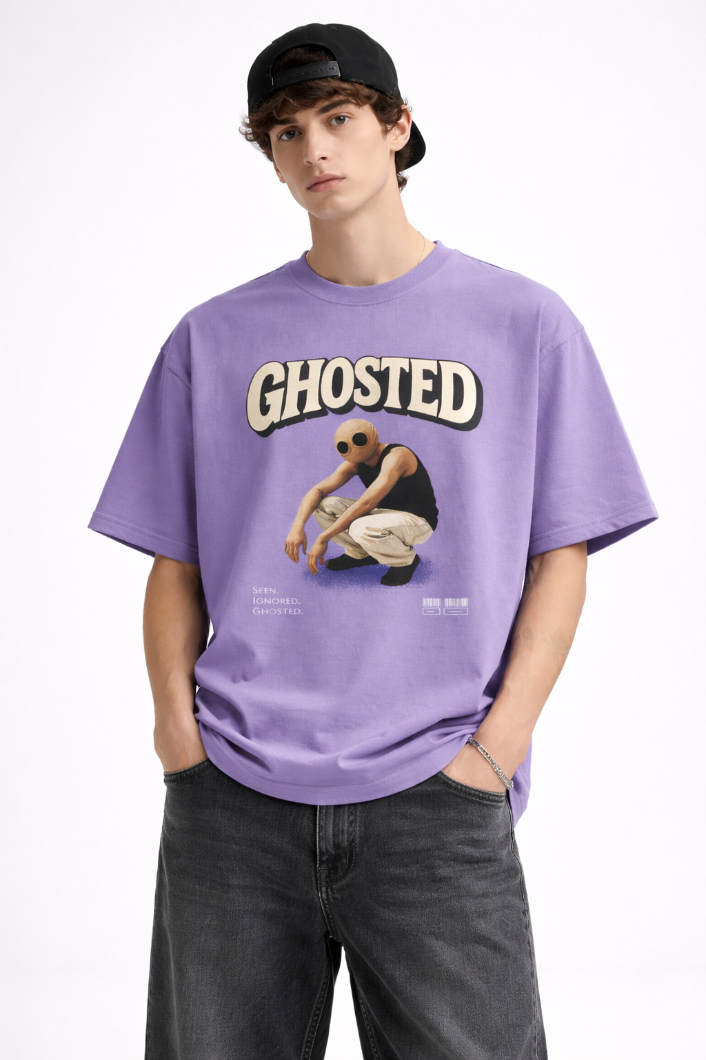 Ghosted Oversized Tee- Royal Blue