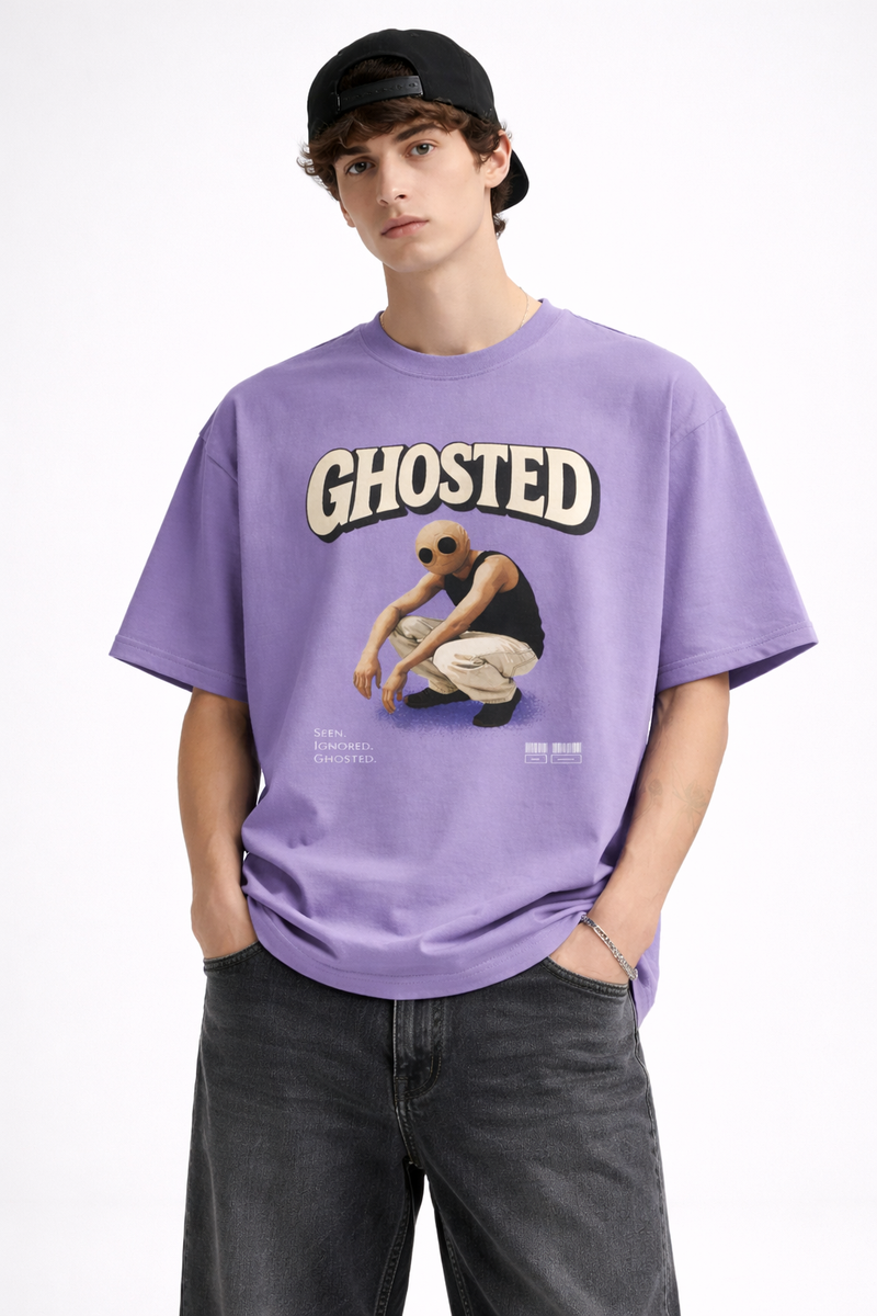 Ghosted Graphic Oversized Tee – Med Lavender
