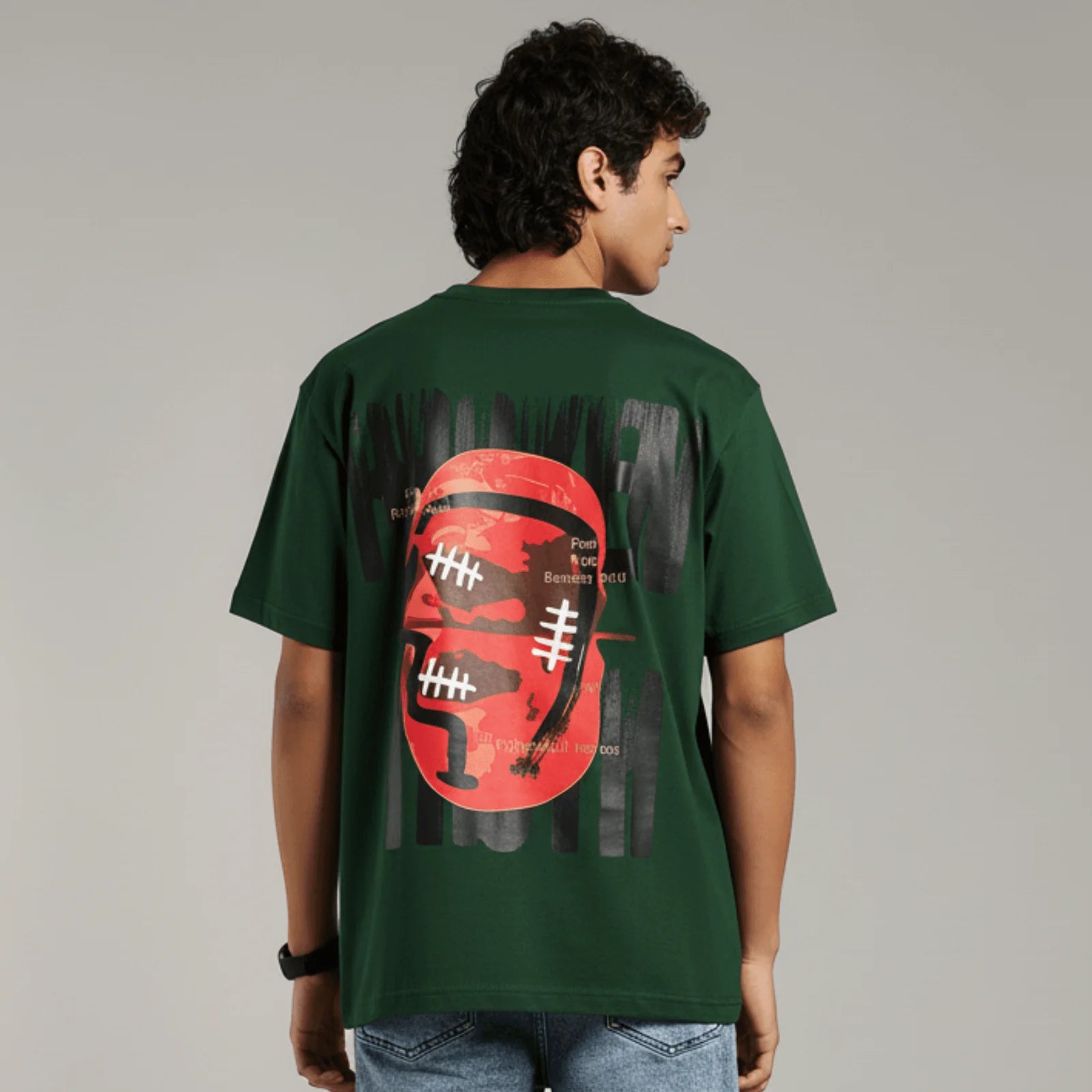 VANTOWO “Broken Is Human” Regular Fit Graphic T-Shirt – Bottle Green | Premium Cotton