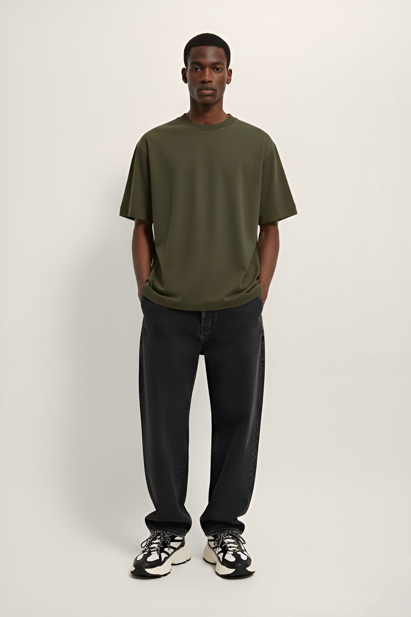 VANTOWO Heavyweight Oversized Fit Solid T-Shirt – Olive Green
