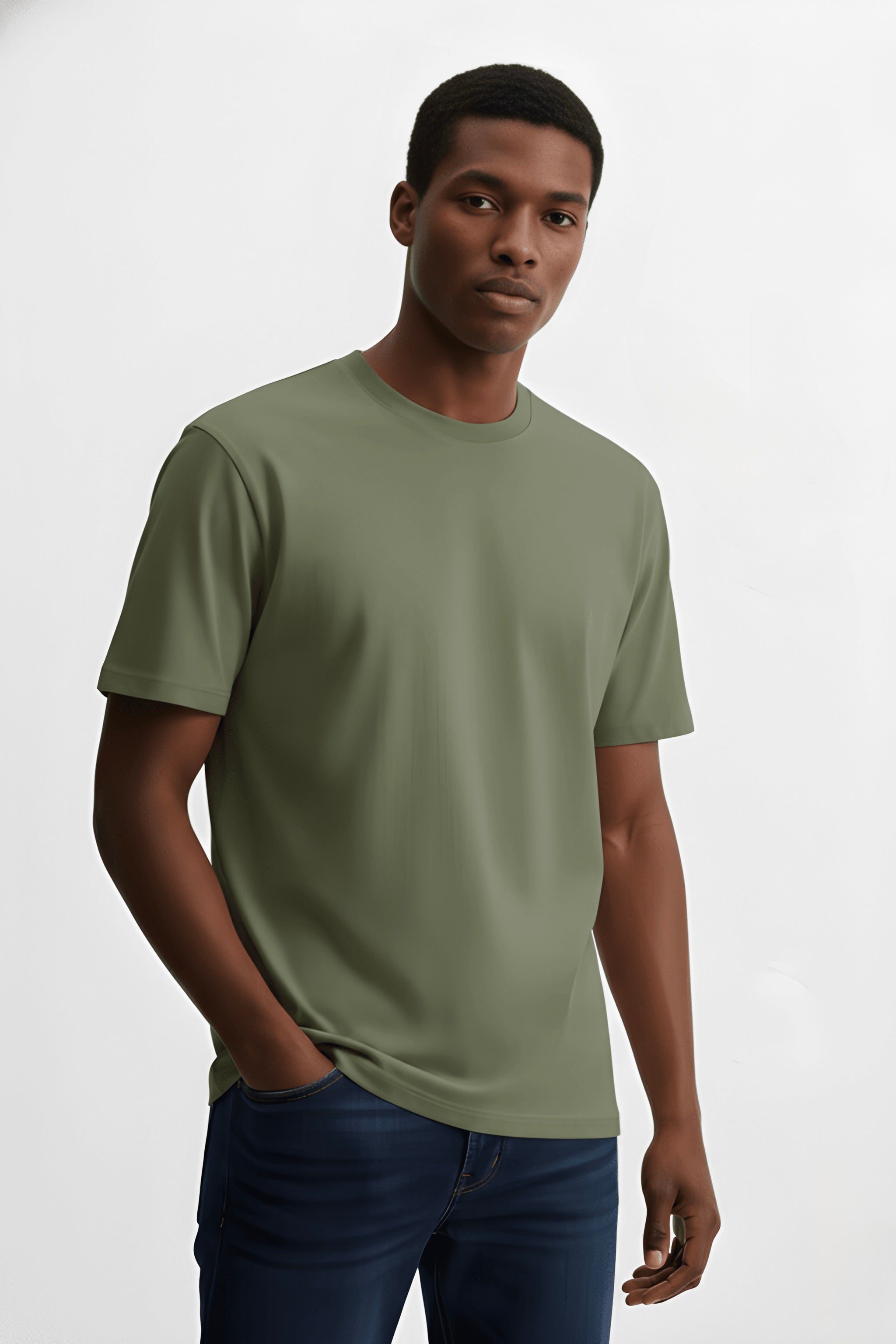 VANTOWO Heavyweight Regular Fit Solid T-Shirt – Sage Green