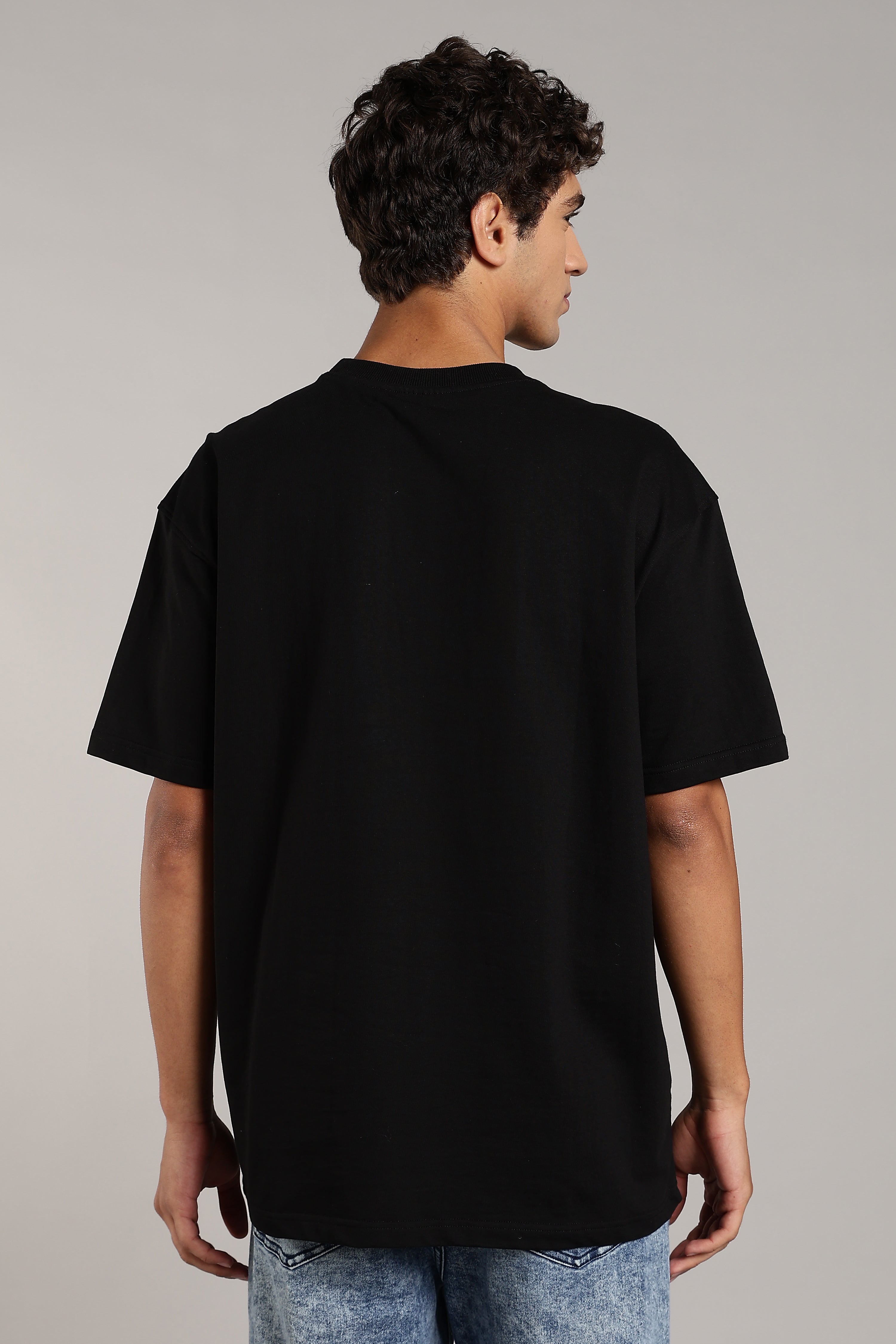 VANTOWO® “3 Face” Heavyweight Oversized Fit Anime Screen Print T-Shirt – Black