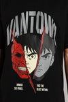 VANTOWO® “3 Face” Heavyweight Oversized Fit Anime Screen Print T-Shirt – Black