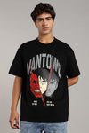 VANTOWO® “3 Face” Heavyweight Oversized Fit Anime Screen Print T-Shirt – Black