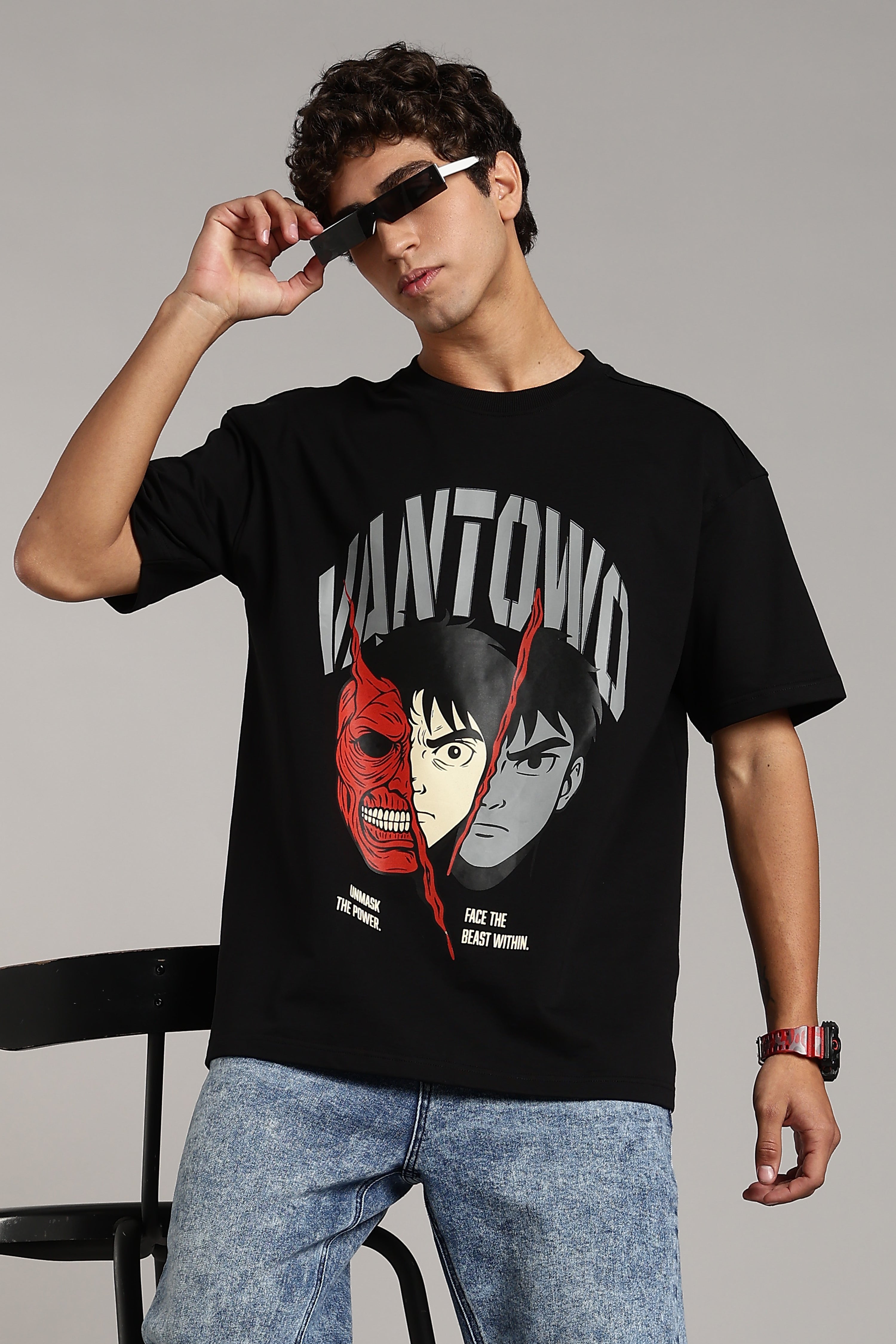 Vantowo 3 Face Premium Black Oversized Tees