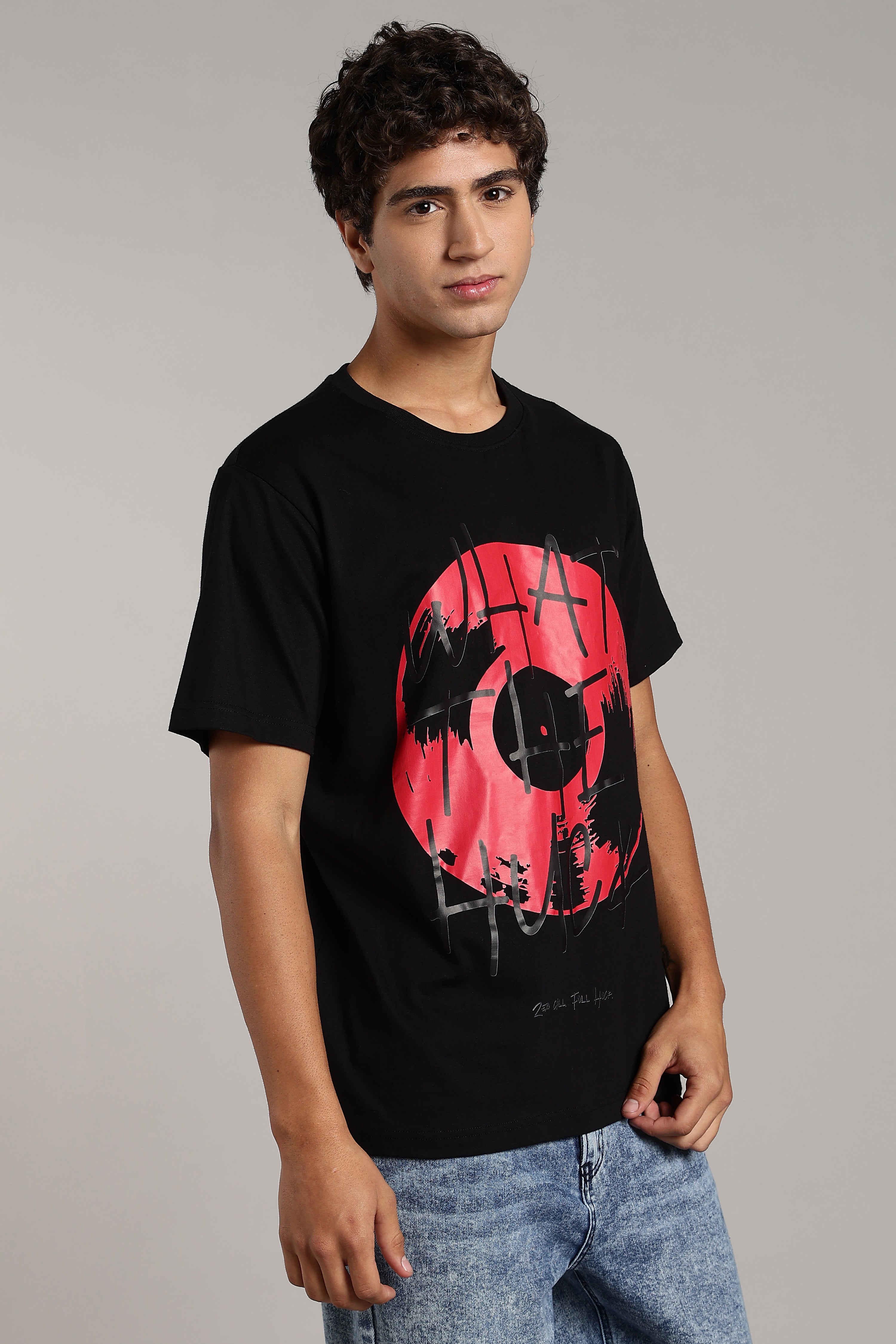 What the Huck Black Regular Fit T-Shirt