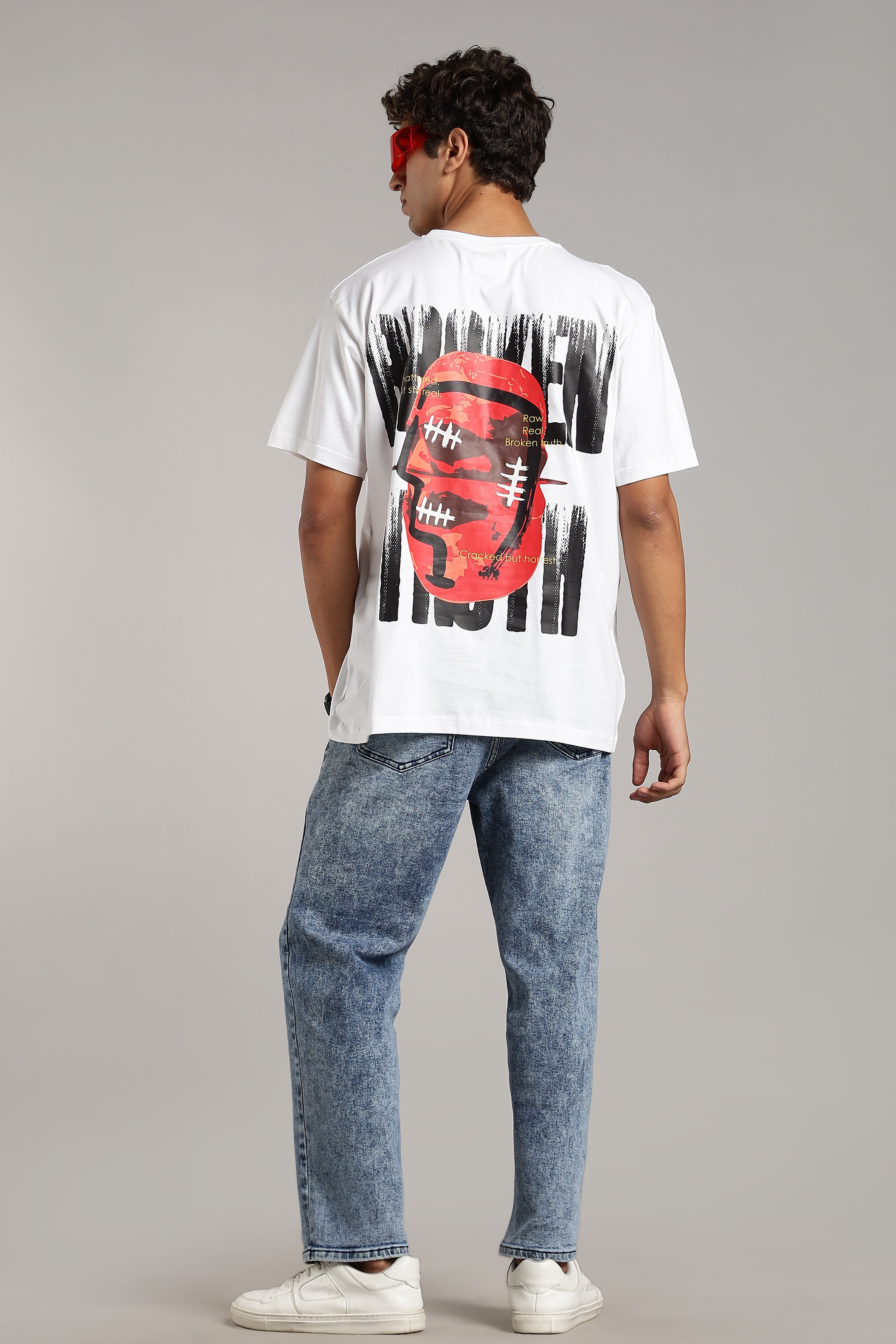 VANTOWO “Broken Truth” Regular Fit Graphic T-Shirt – White | Premium Cotton