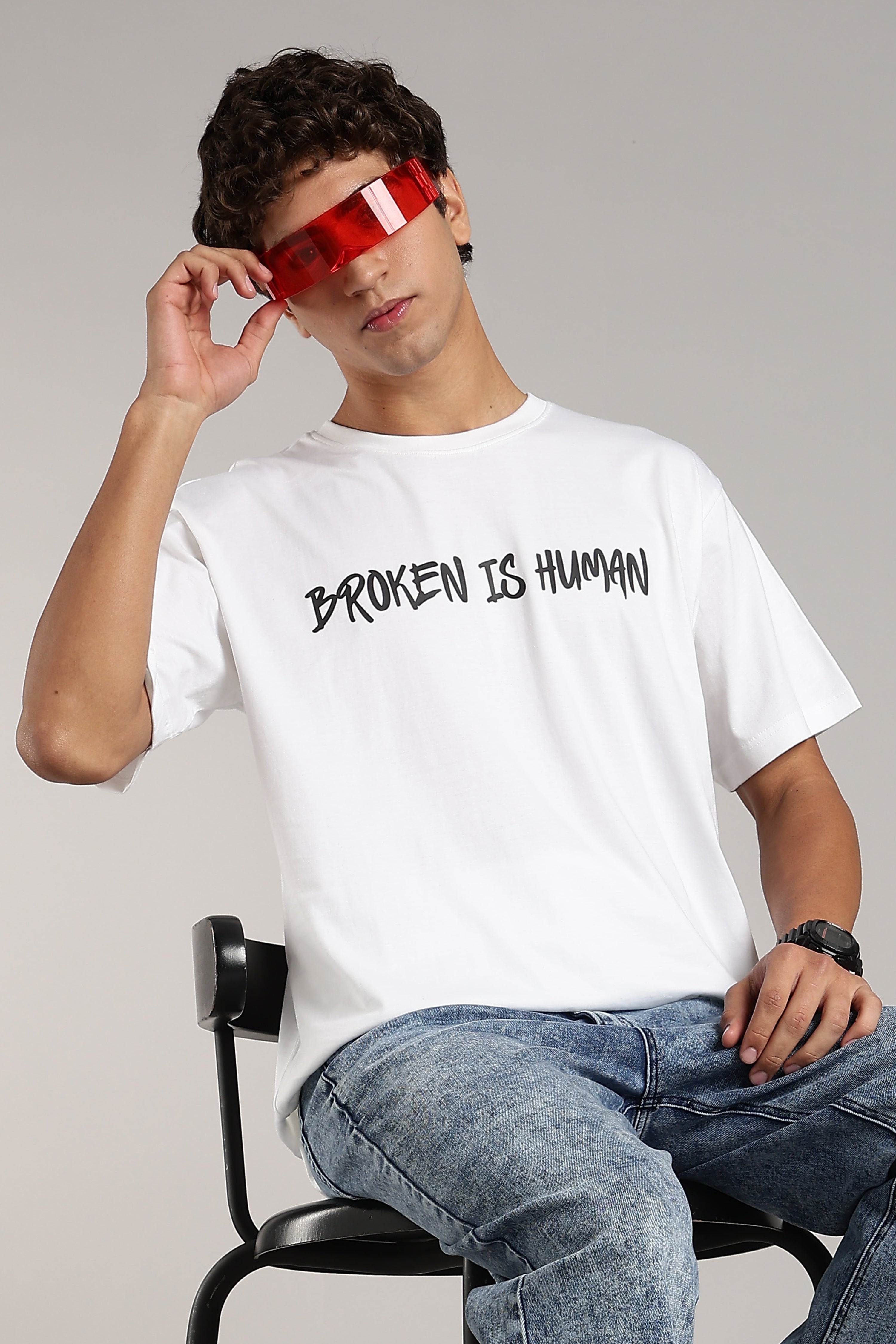 Broken Truth White Regular Fit T-Shirt