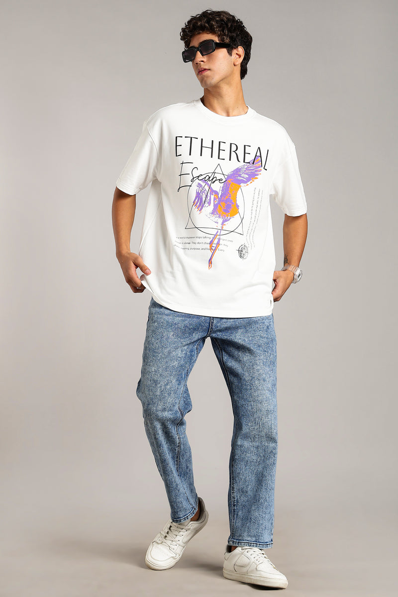 VANTOWO “Ethereal” Heavyweight Oversized Fit Puff Print T-Shirt – White