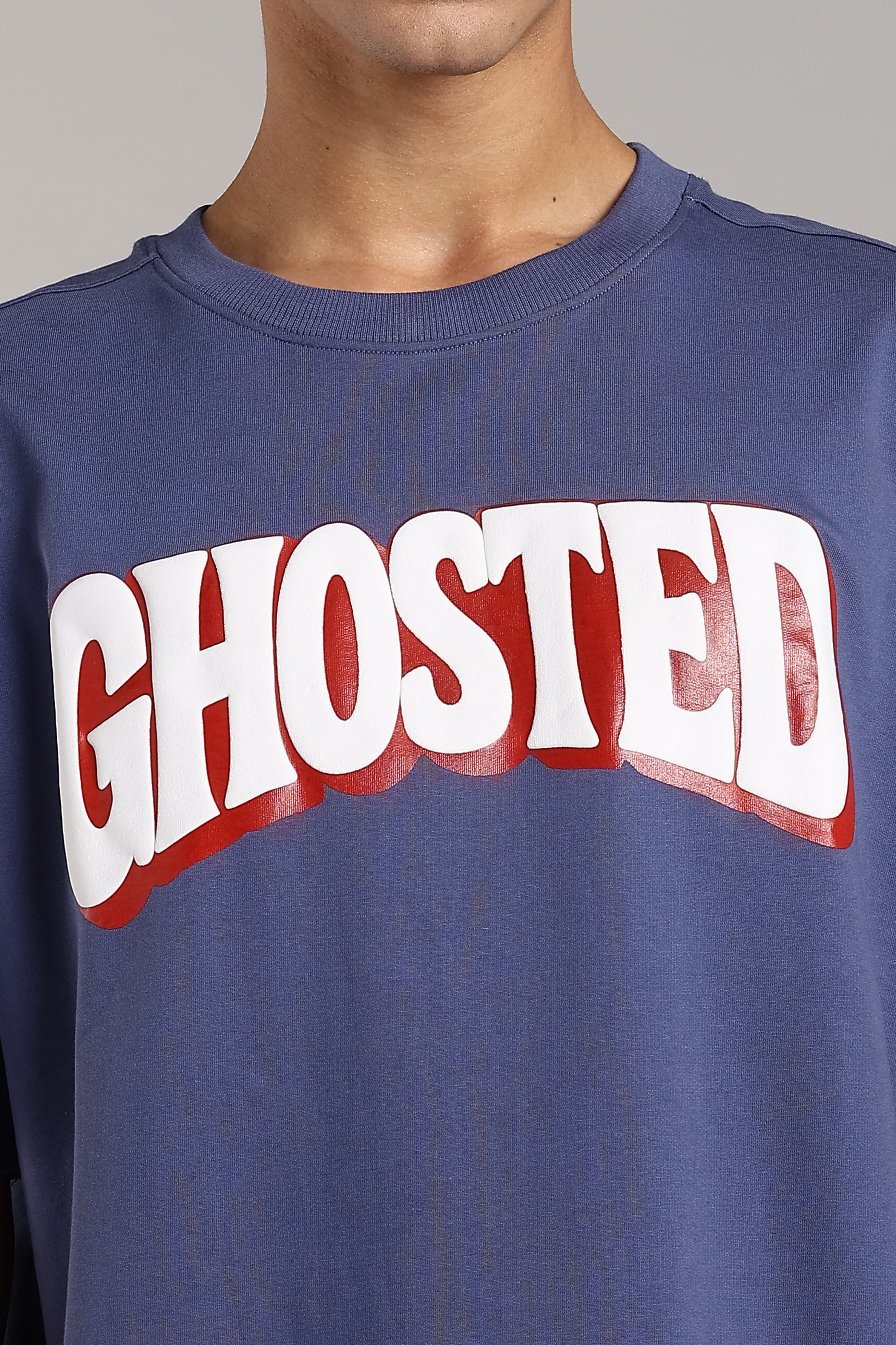 VANTOWO “Ghosted” Heavyweight Oversized Graphic T-Shirt – Denim Blue