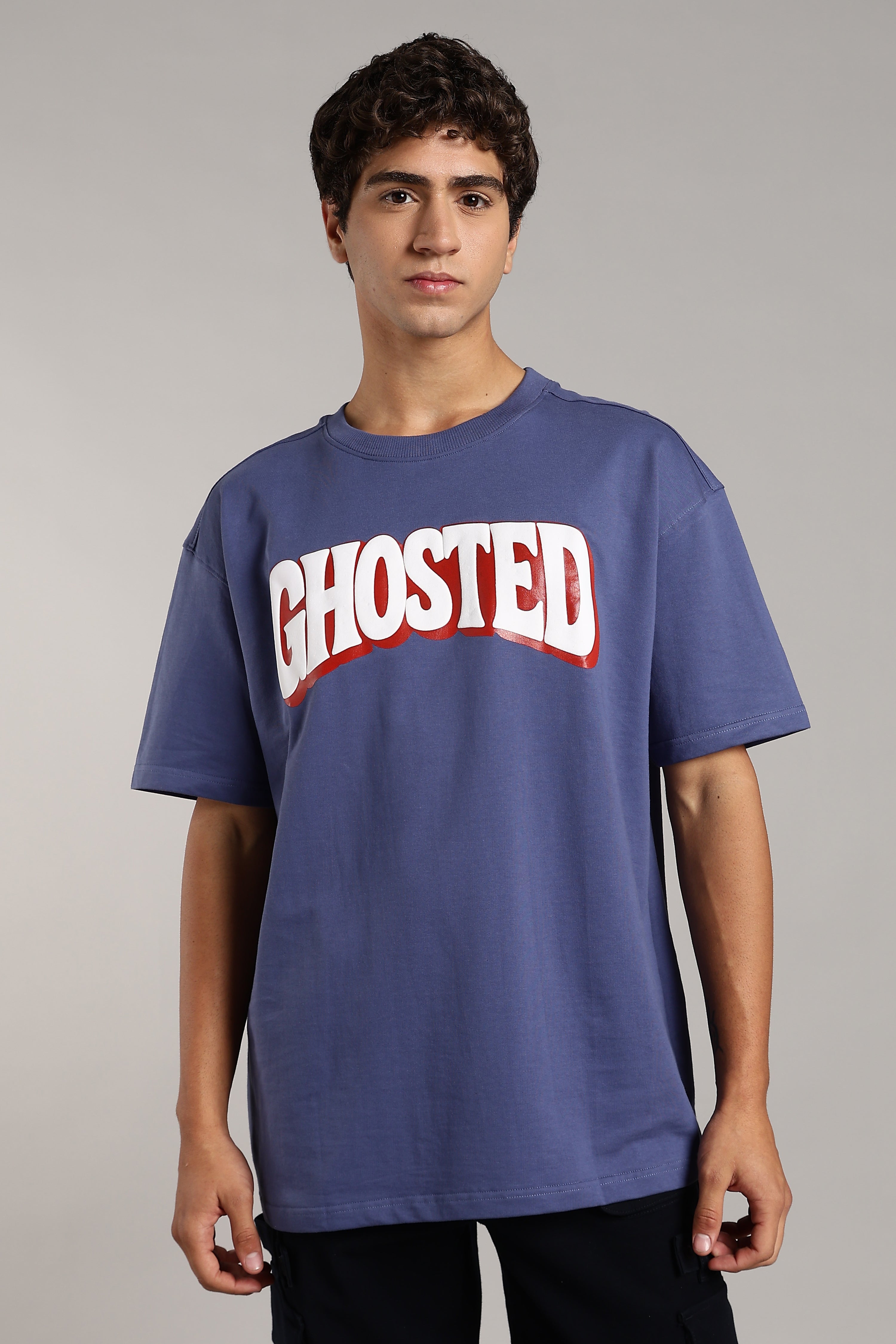 VANTOWO “Ghosted” Heavyweight Oversized Graphic T-Shirt – Denim Blue