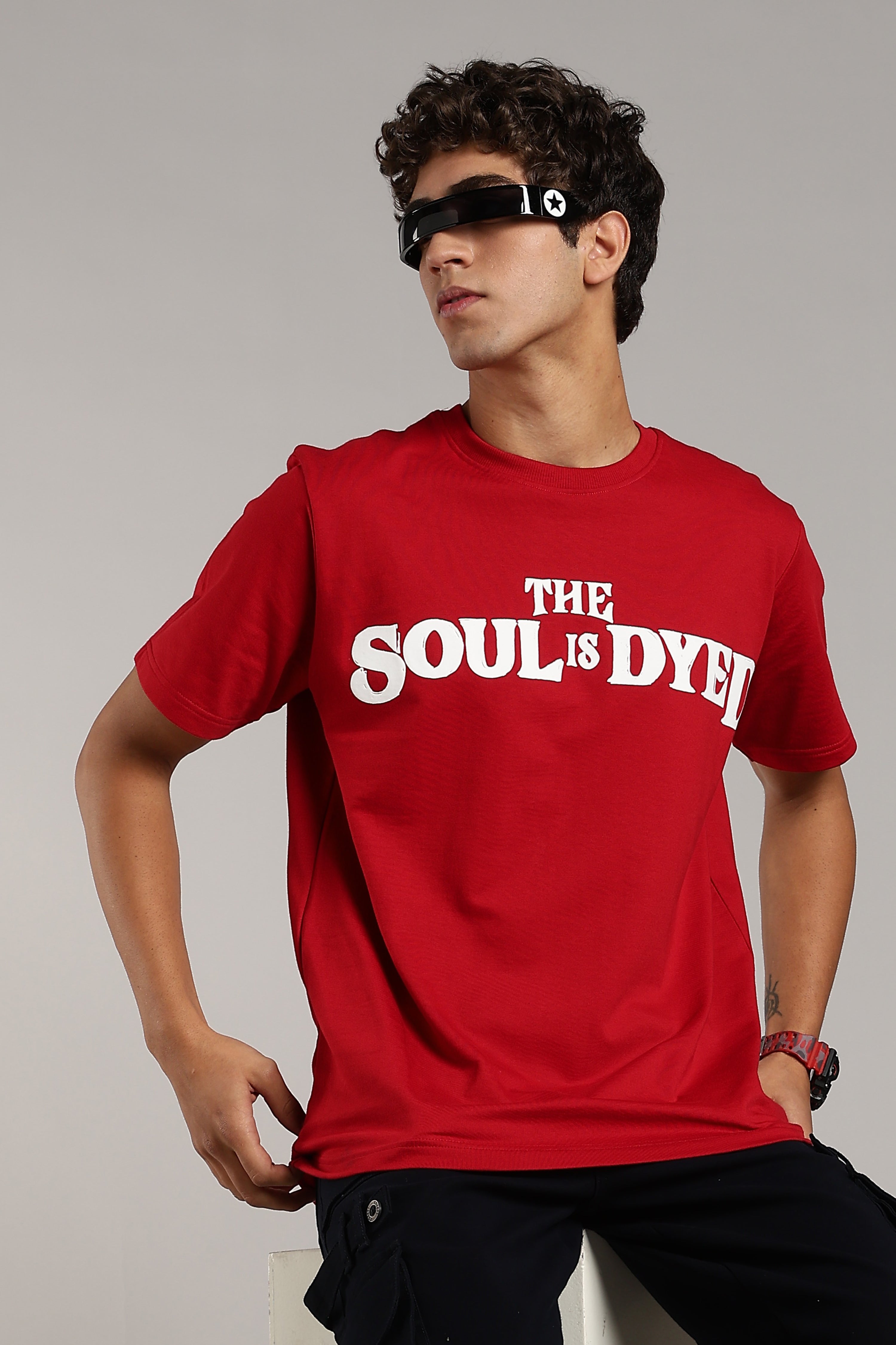 VANTOWO “Soul Is Dyed Red” Regular Fit Graphic T-Shirt – Red | Premium Cotton