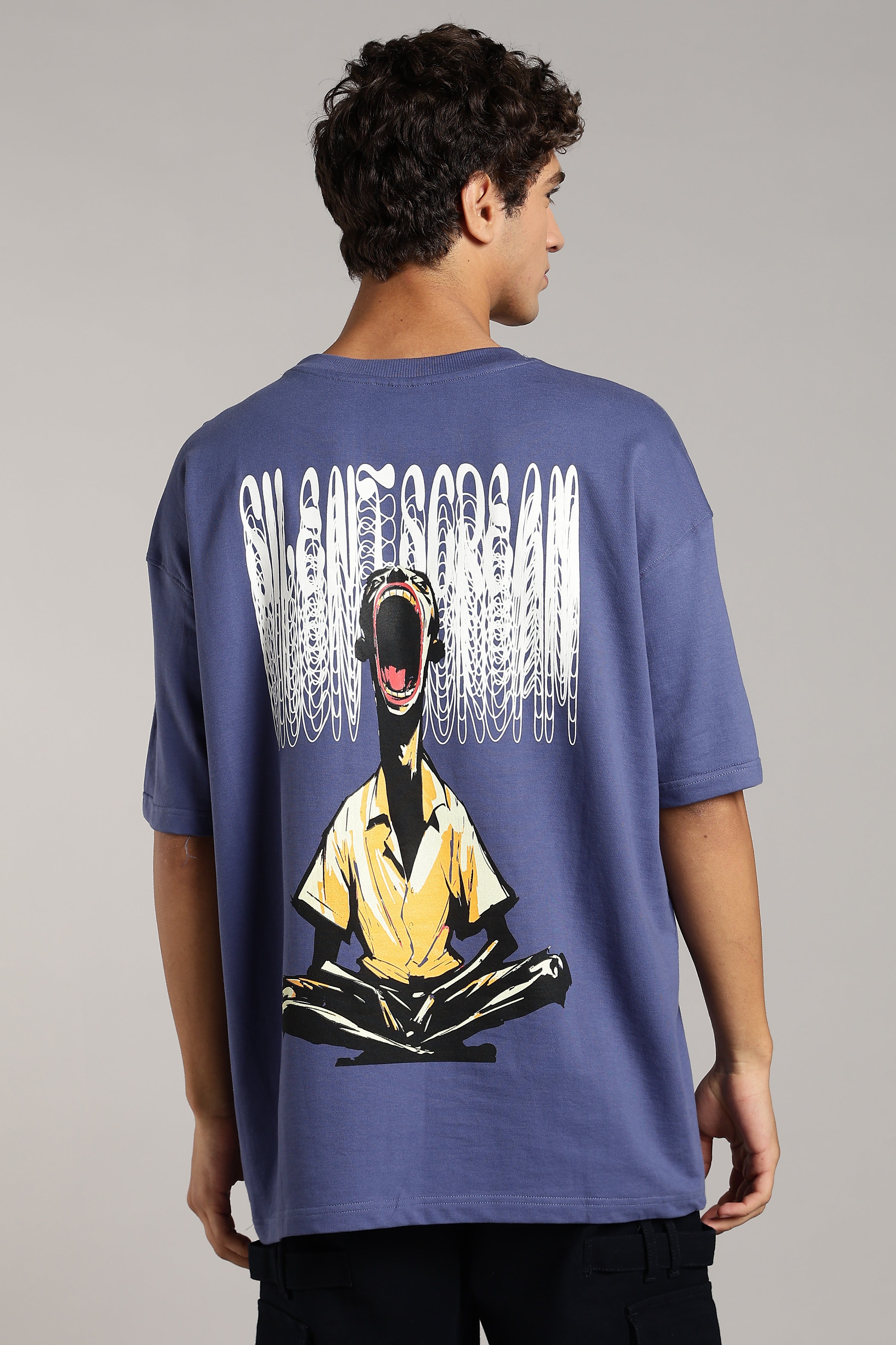 VANTOWO “Silent Scream” Heavyweight Oversized Fit Puff Print T-Shirt – Royal Blue