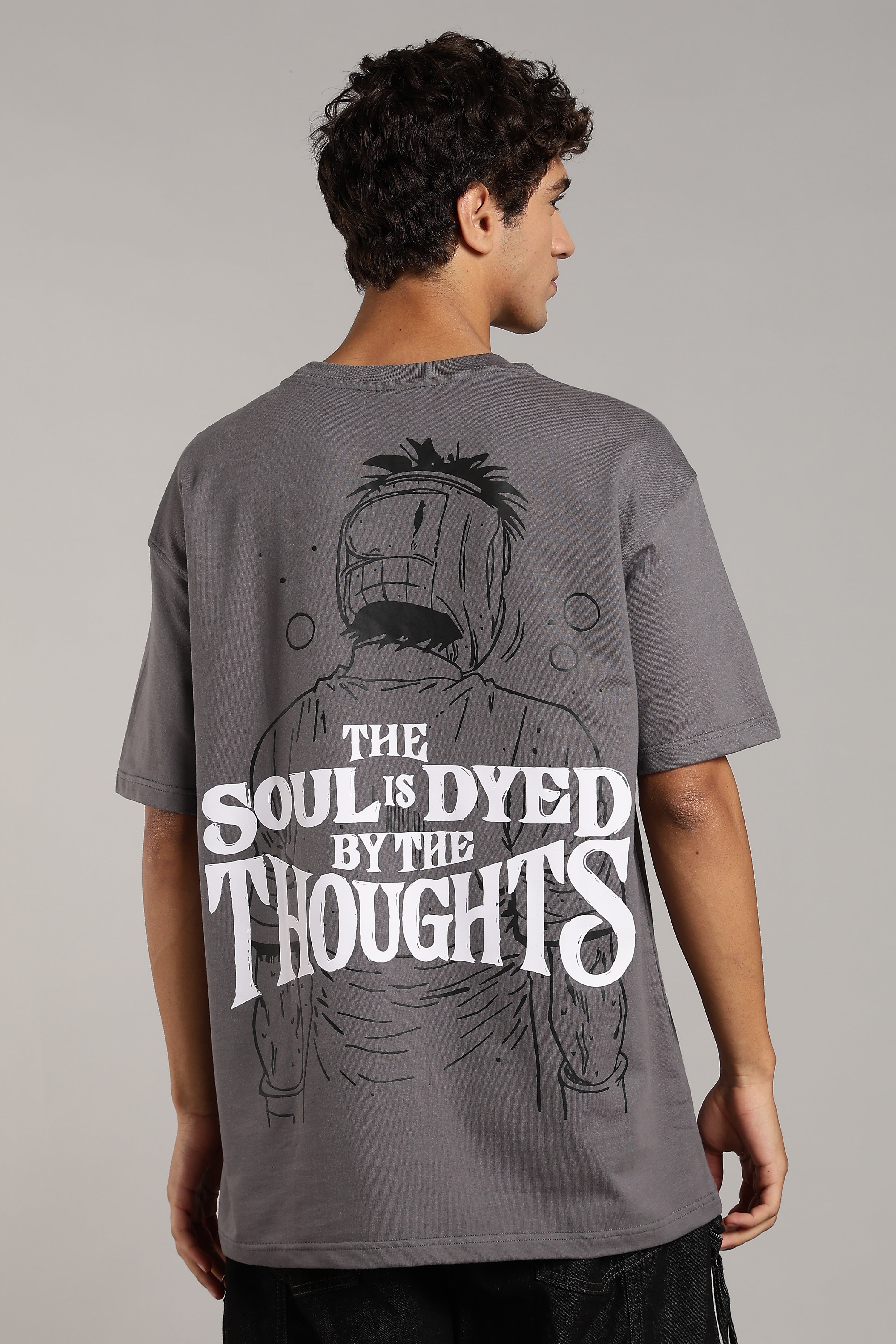 Grey Oversized Premium Puff Printed Tees