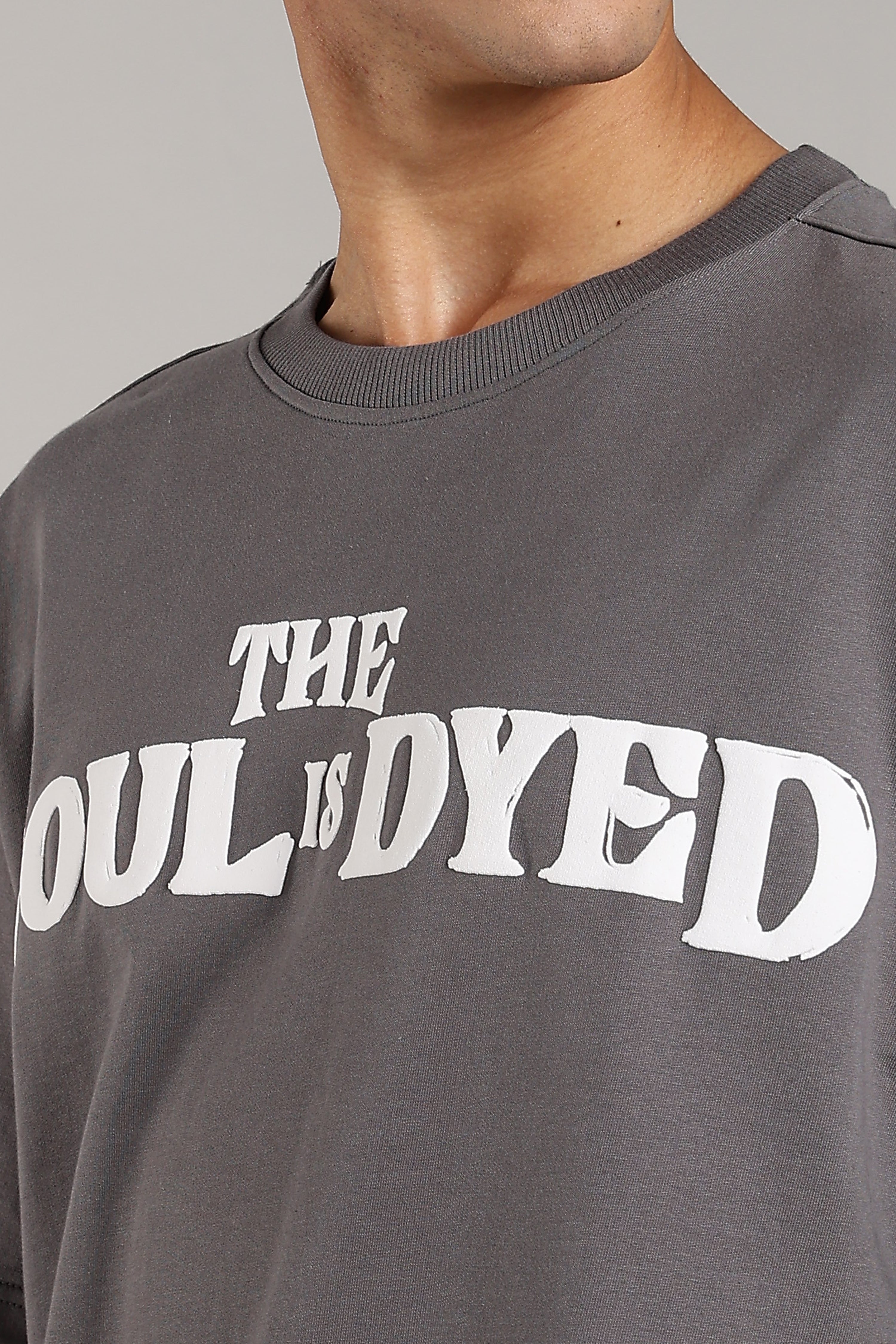 Grey Oversized Premium Puff Printed Tees