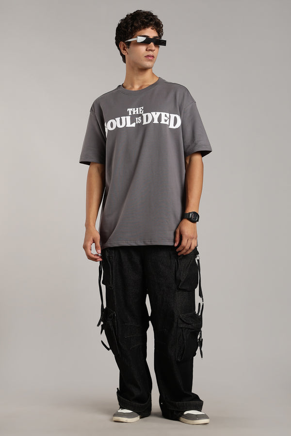 VANTOWO Heavyweight Oversized Fit Puff Print T-Shirt – Grey | Premium Cotton