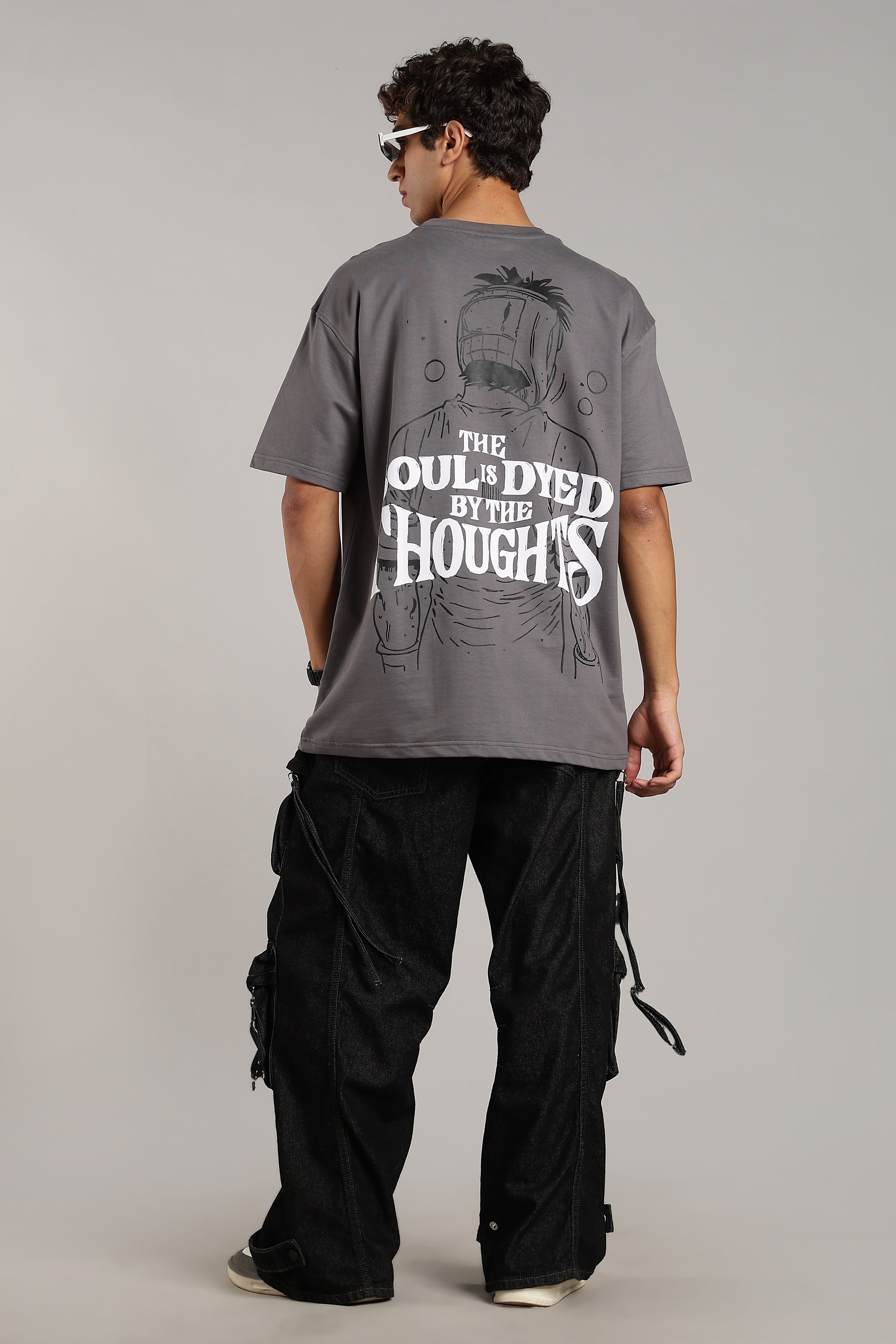 Grey Oversized Premium Puff Printed Tees