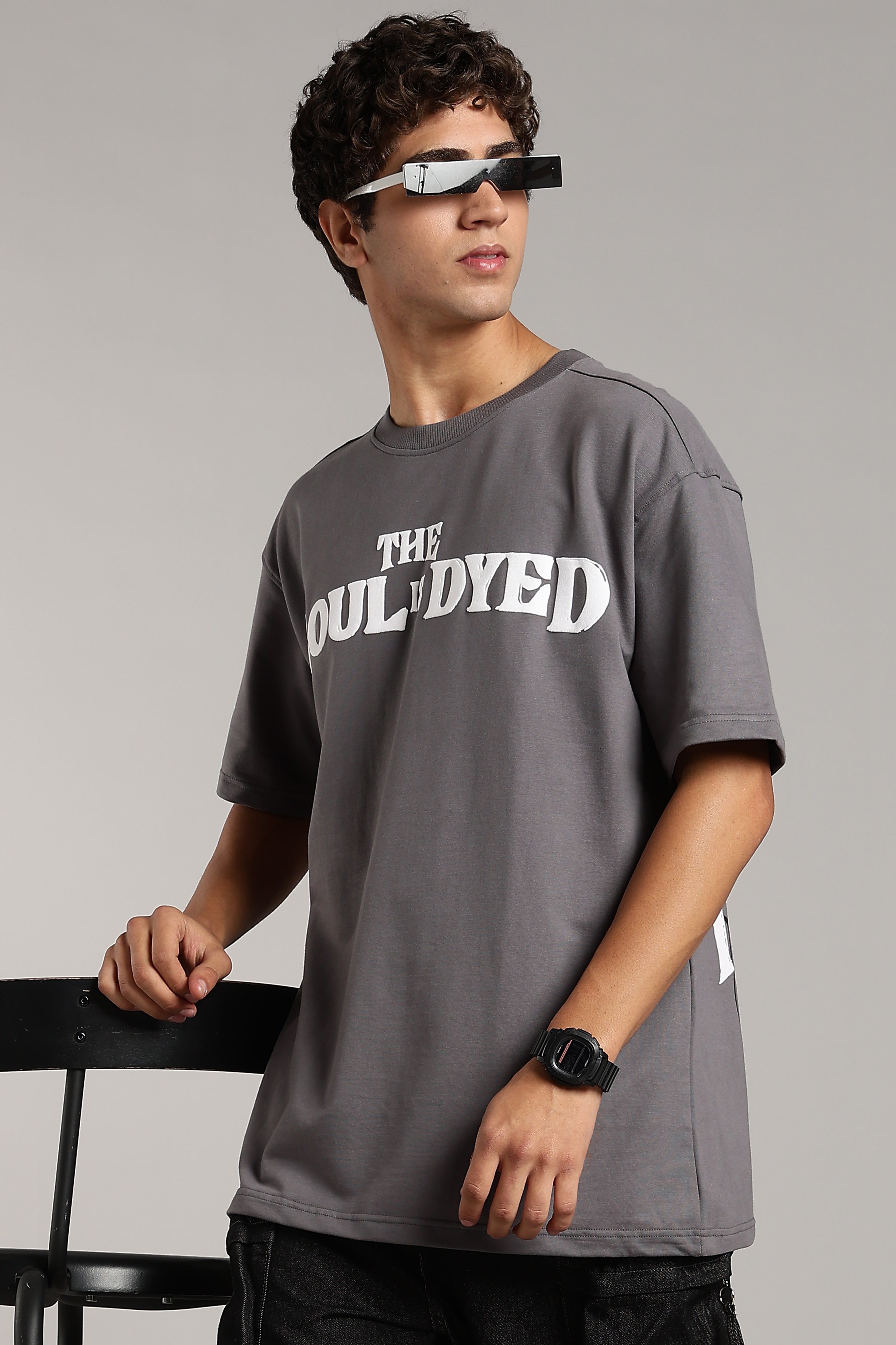 VANTOWO Heavyweight Oversized Fit Puff Print T-Shirt – Grey | Premium Cotton