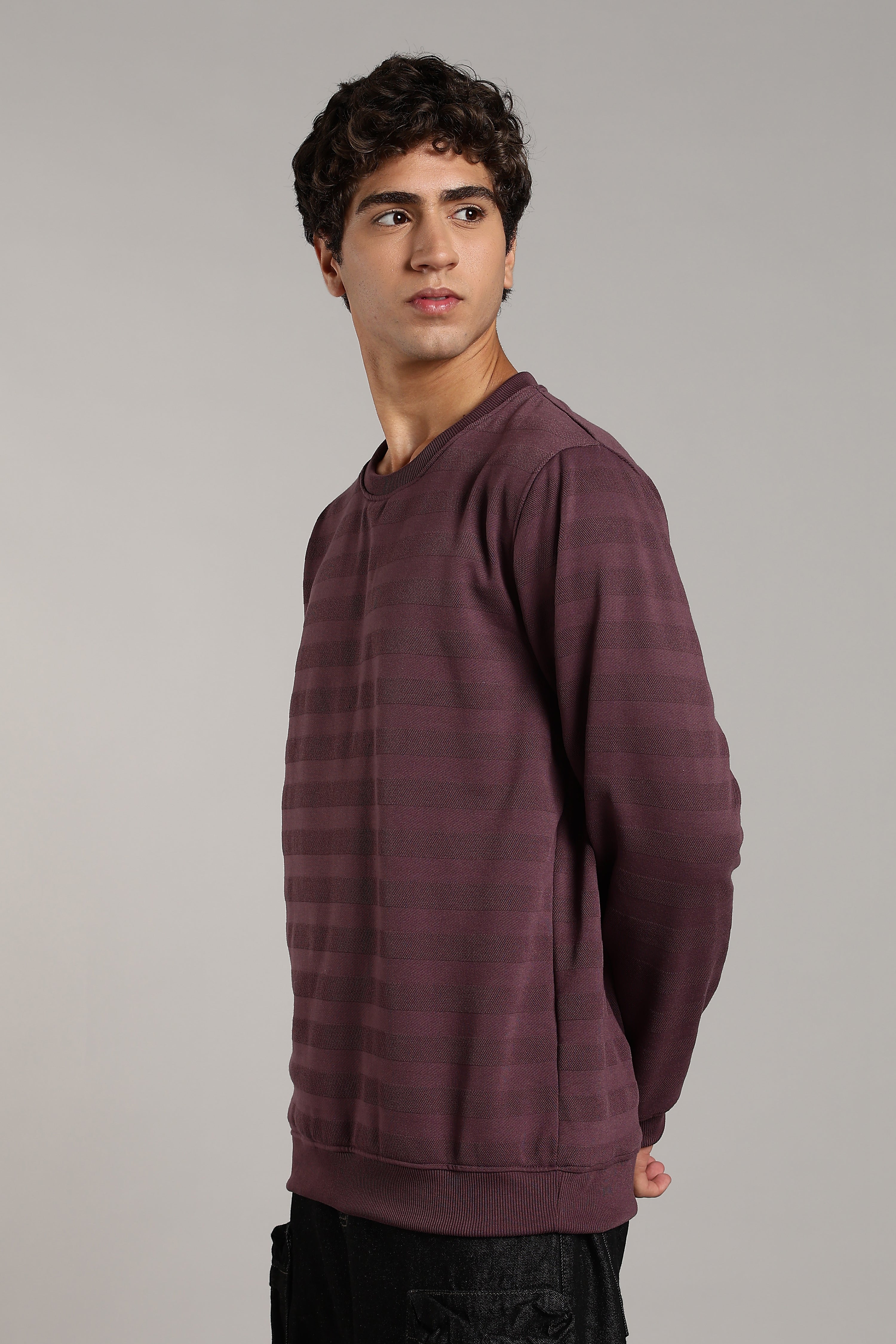 VANTOWO Jacquard Crew Sweatshirt – Onion Pink | Premium Fabric