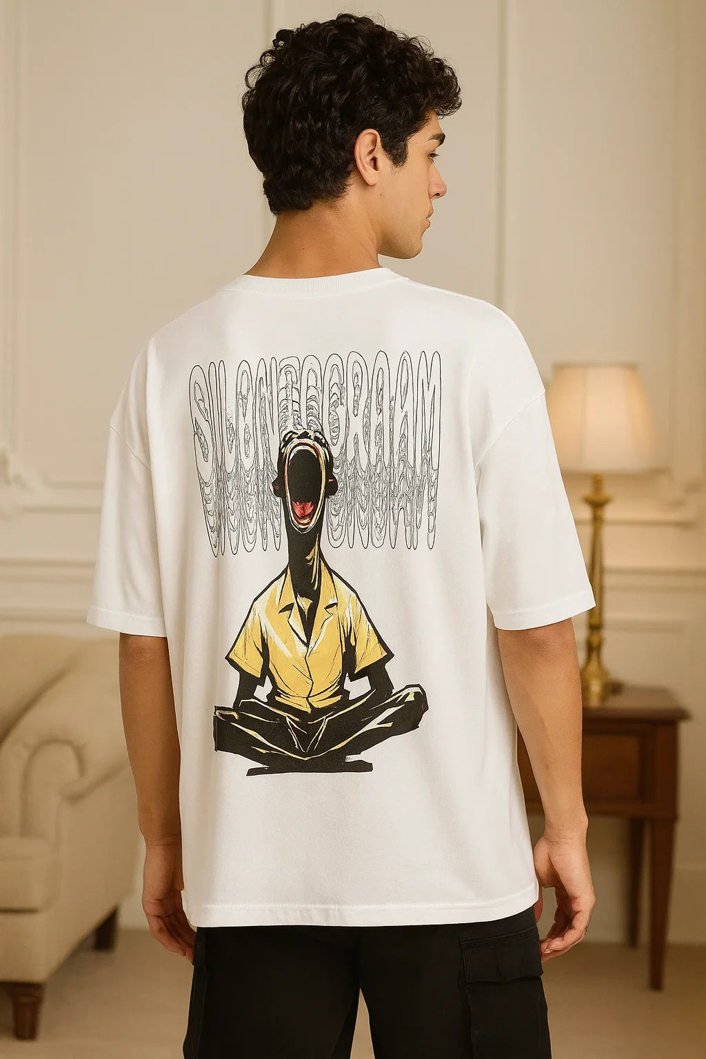 VANTOWO “Silent Scream” Heavyweight Oversized Fit Puff Print T-Shirt – Royal Blue